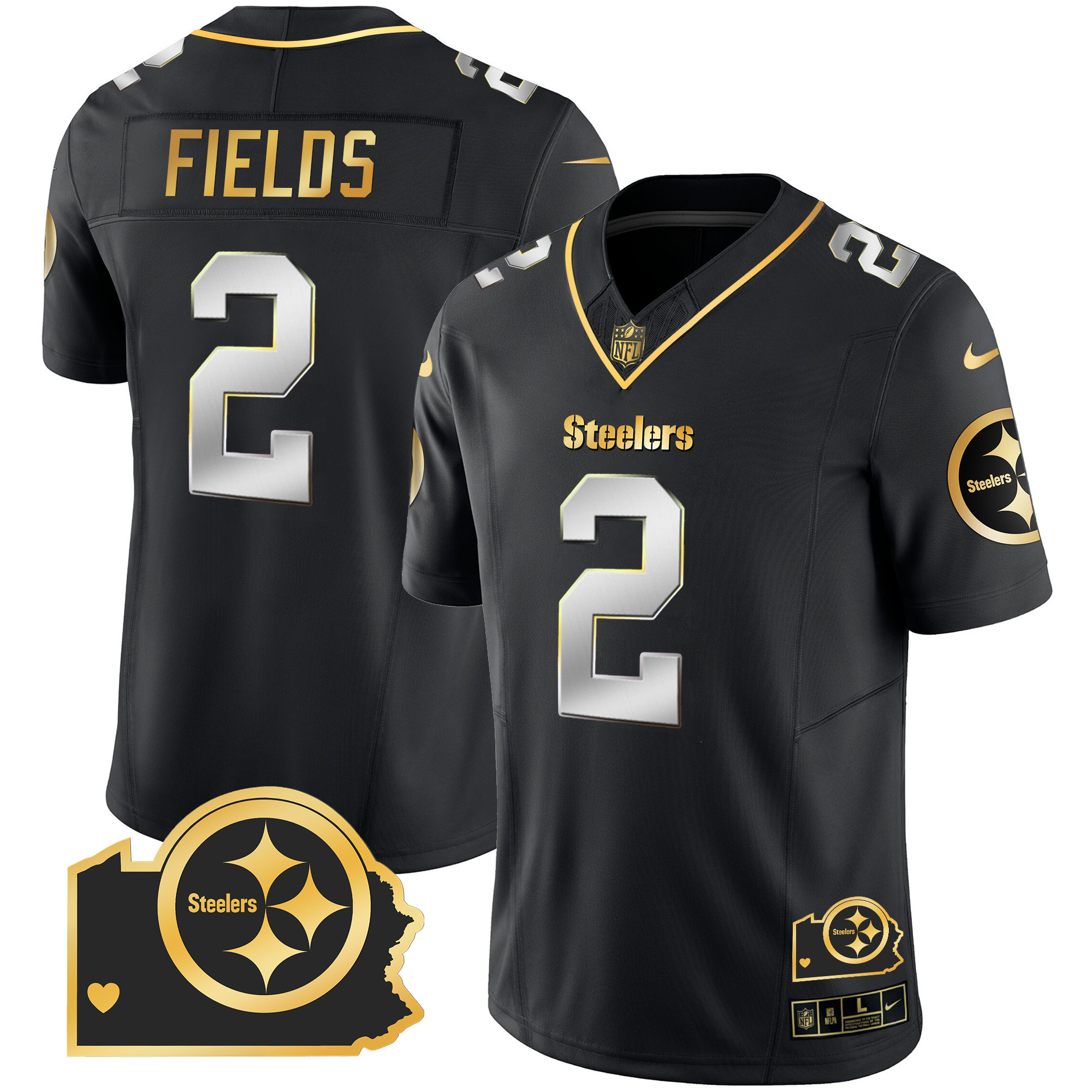 Men's Steelers Home Patch Gold Vapor Jersey - All Stitched - Image 9