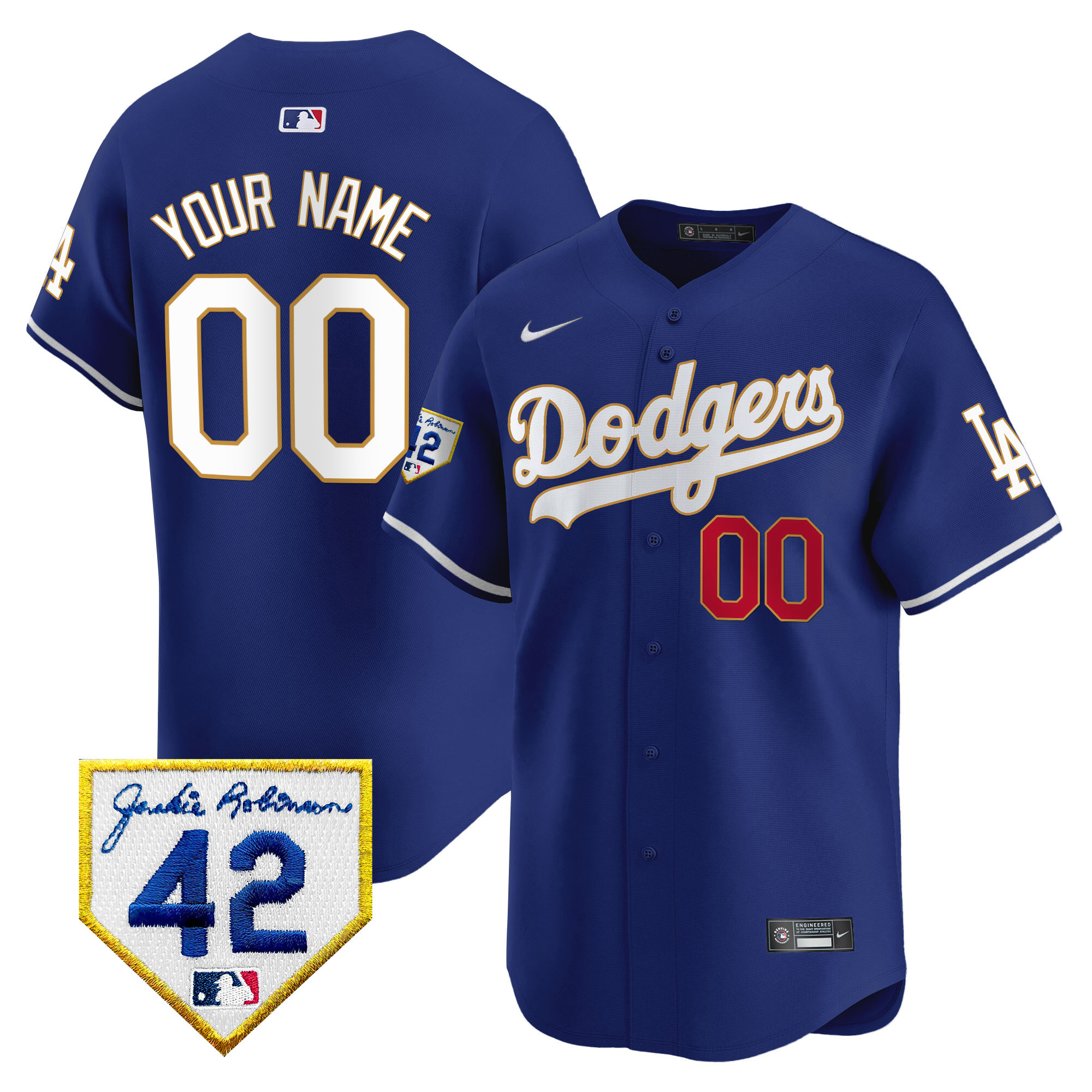 Dodgers 2024 Jackie Robinson Patch Vapor Premier Limited Custom Jersey - All Stitched - Image 4