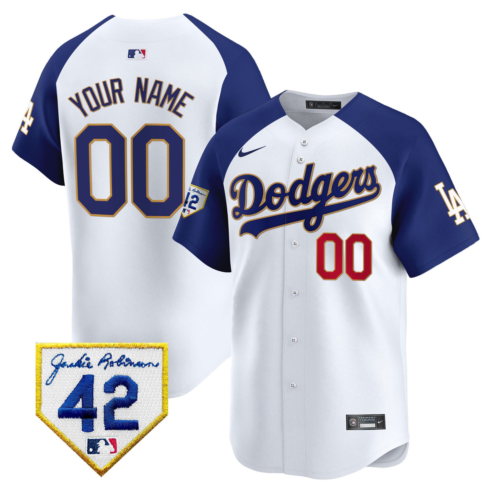 Dodgers 2024 Jackie Robinson Patch Vapor Premier Limited Custom Jersey - All Stitched - Image 5