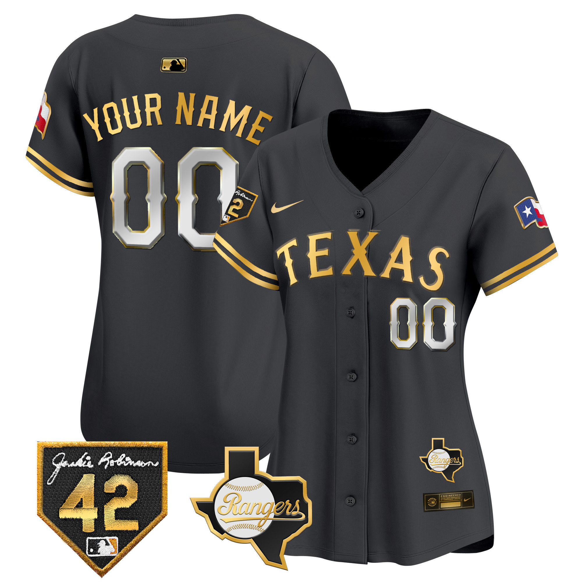 Texas Rangers 2024 Jackie Robinson Patch Vapor Premier Limited Custom Jersey - All Stitched - Image 6