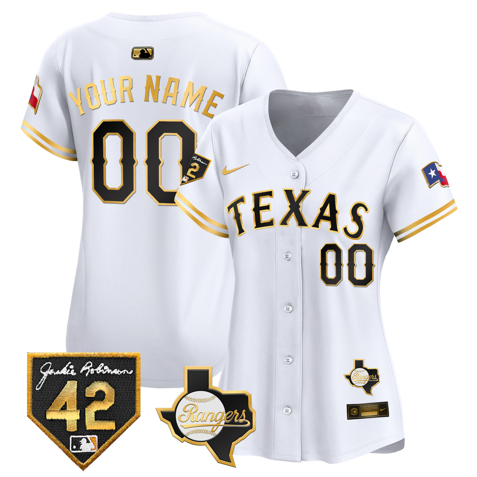 Texas Rangers 2024 Jackie Robinson Patch Vapor Premier Limited Custom Jersey - All Stitched - Image 7