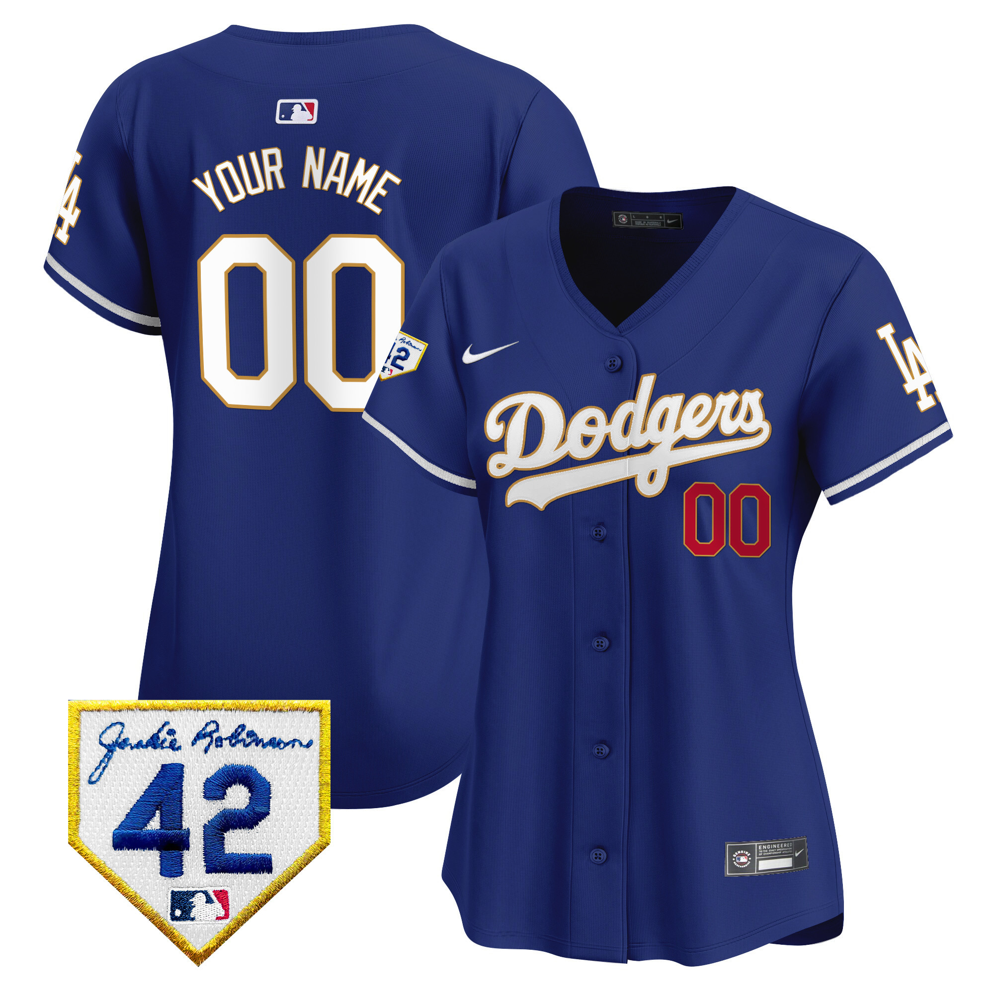 Dodgers 2024 Jackie Robinson Patch Vapor Premier Limited Custom Jersey - All Stitched - Image 9