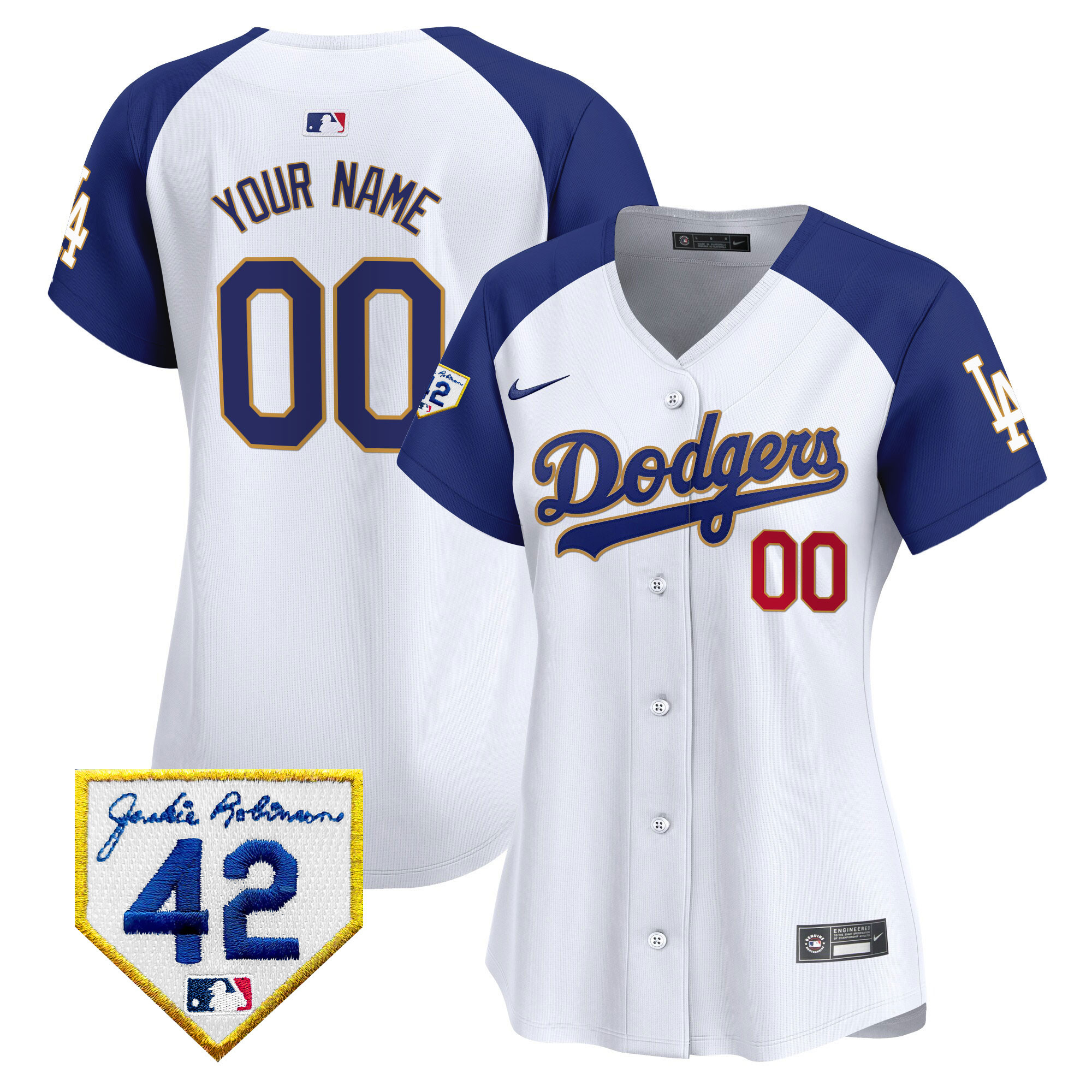 Dodgers 2024 Jackie Robinson Patch Vapor Premier Limited Custom Jersey - All Stitched - Image 10