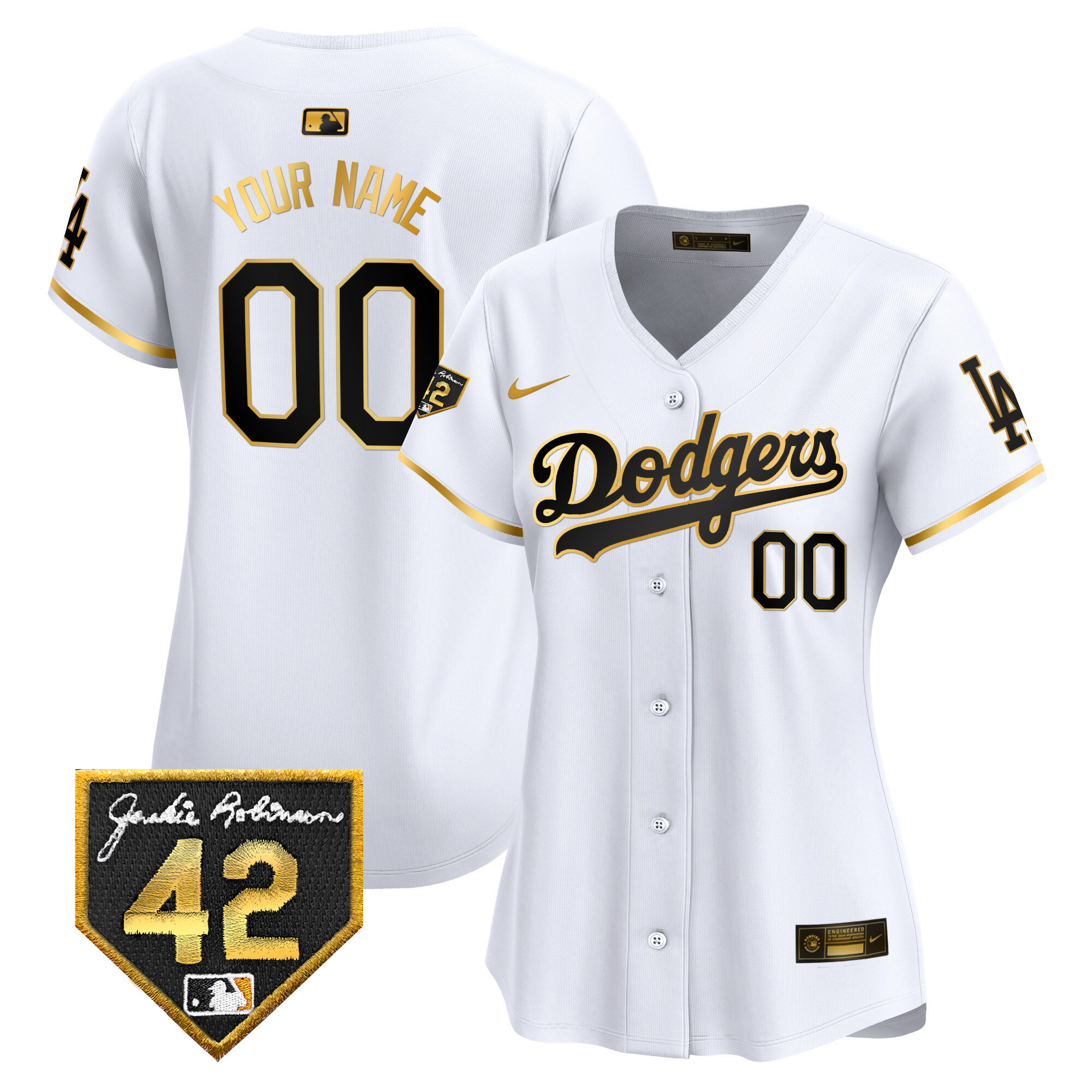 Dodgers 2024 Jackie Robinson Patch Vapor Premier Limited Custom Jersey - All Stitched - Image 7