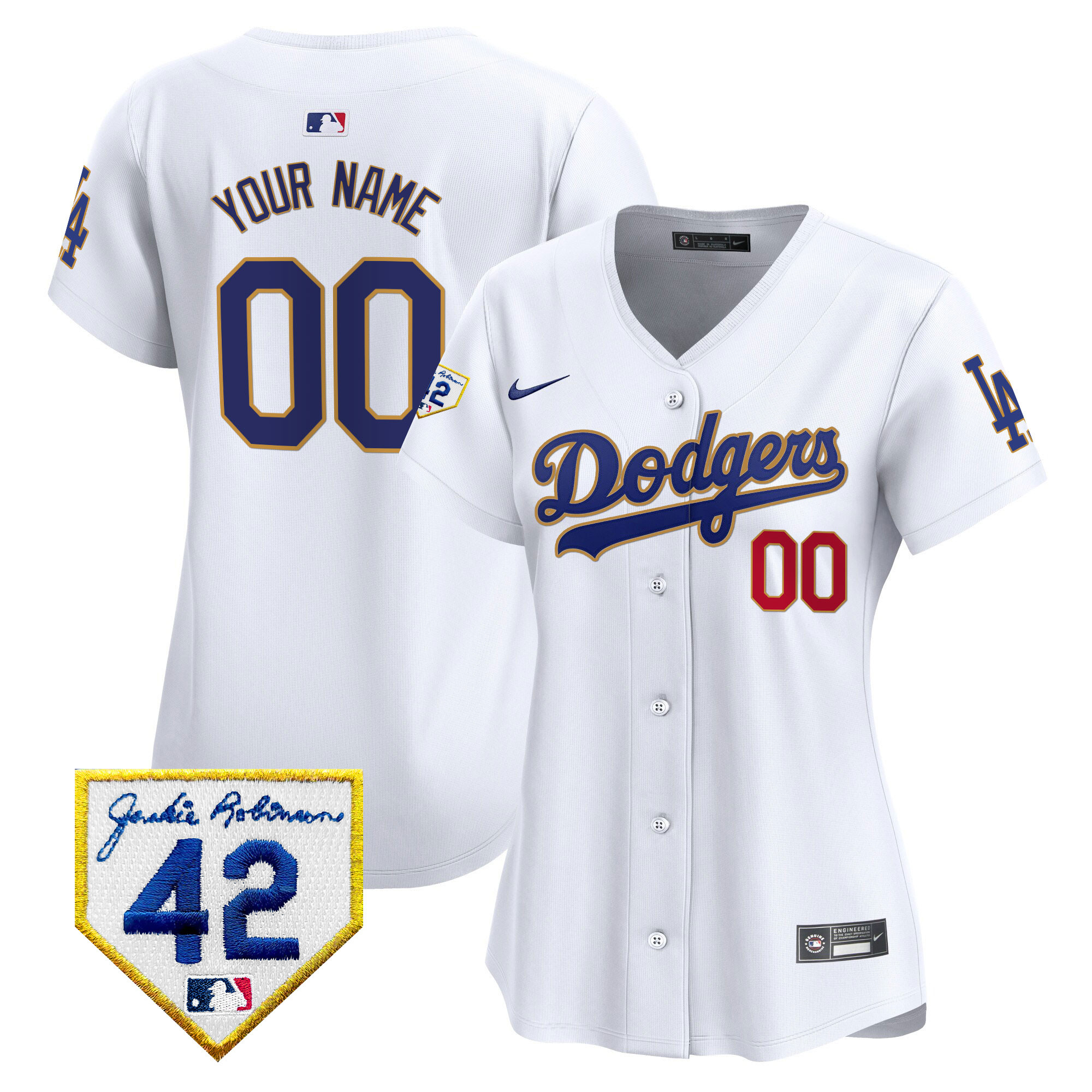 Dodgers 2024 Jackie Robinson Patch Vapor Premier Limited Custom Jersey - All Stitched - Image 8