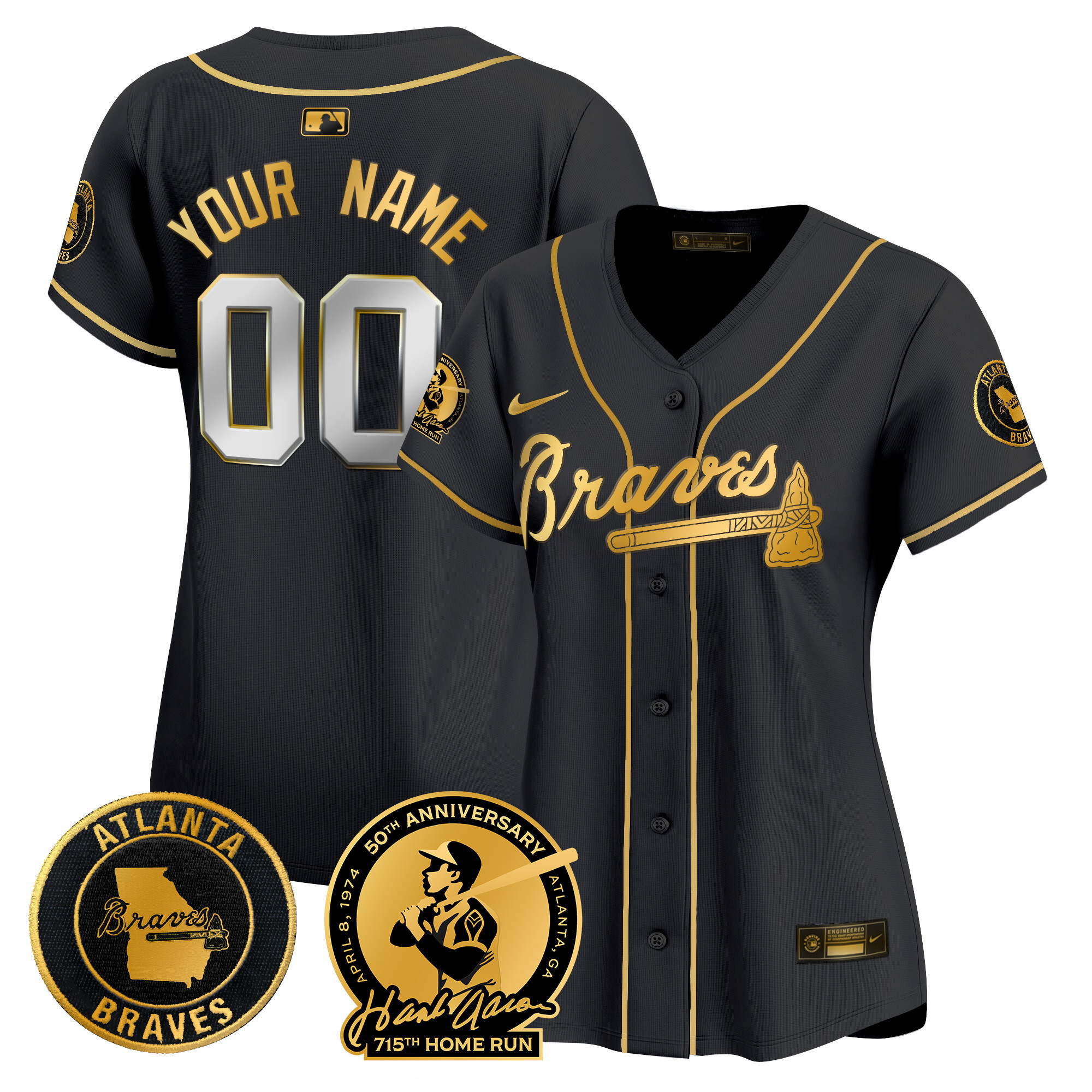 Atlanta Braves Hank Aaron 715th Home Run Patch Vapor Premier Limited Custom Jersey - All Stitched - Image 7