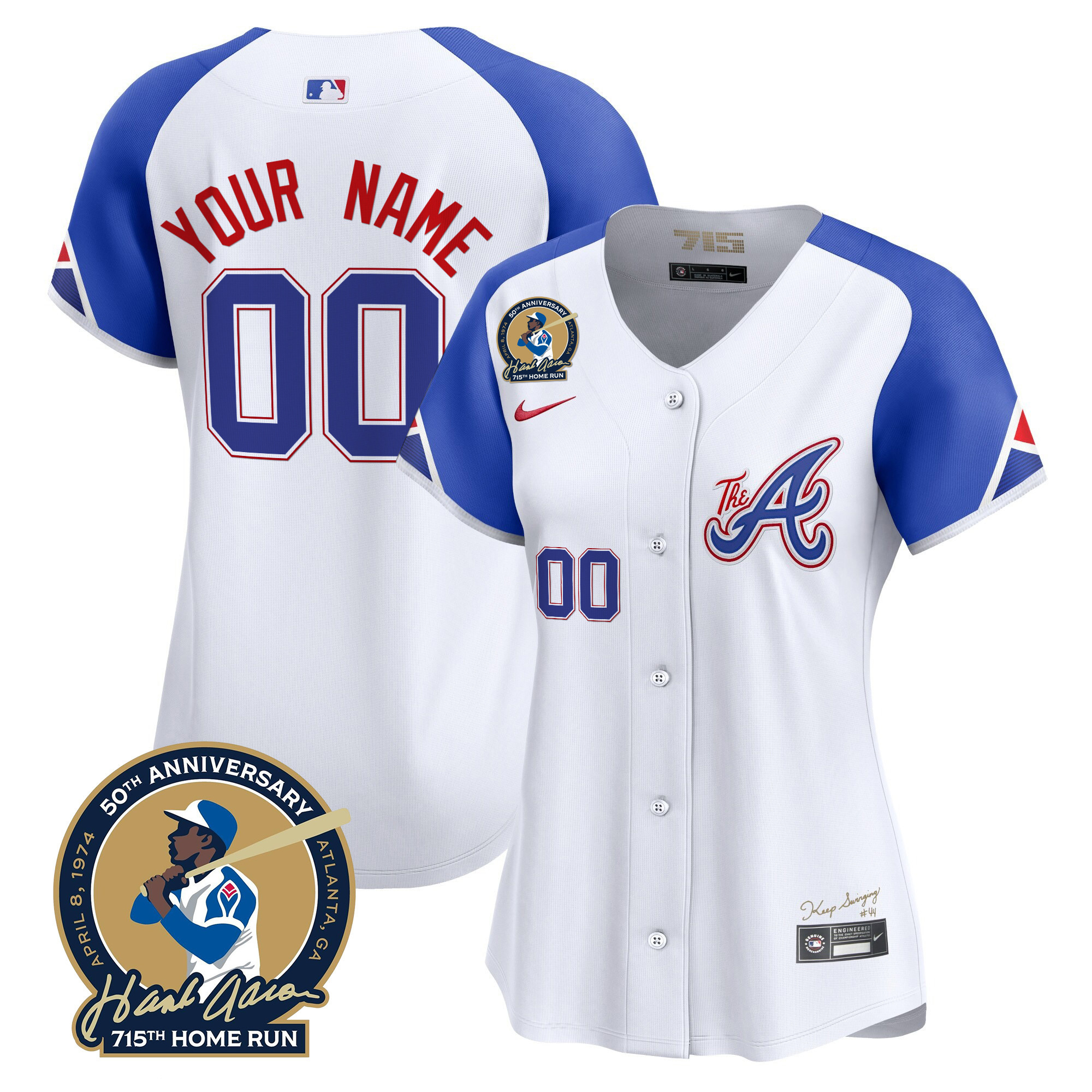 Atlanta Braves Hank Aaron 715th Home Run Patch Vapor Premier Limited Custom Jersey - All Stitched - Image 12