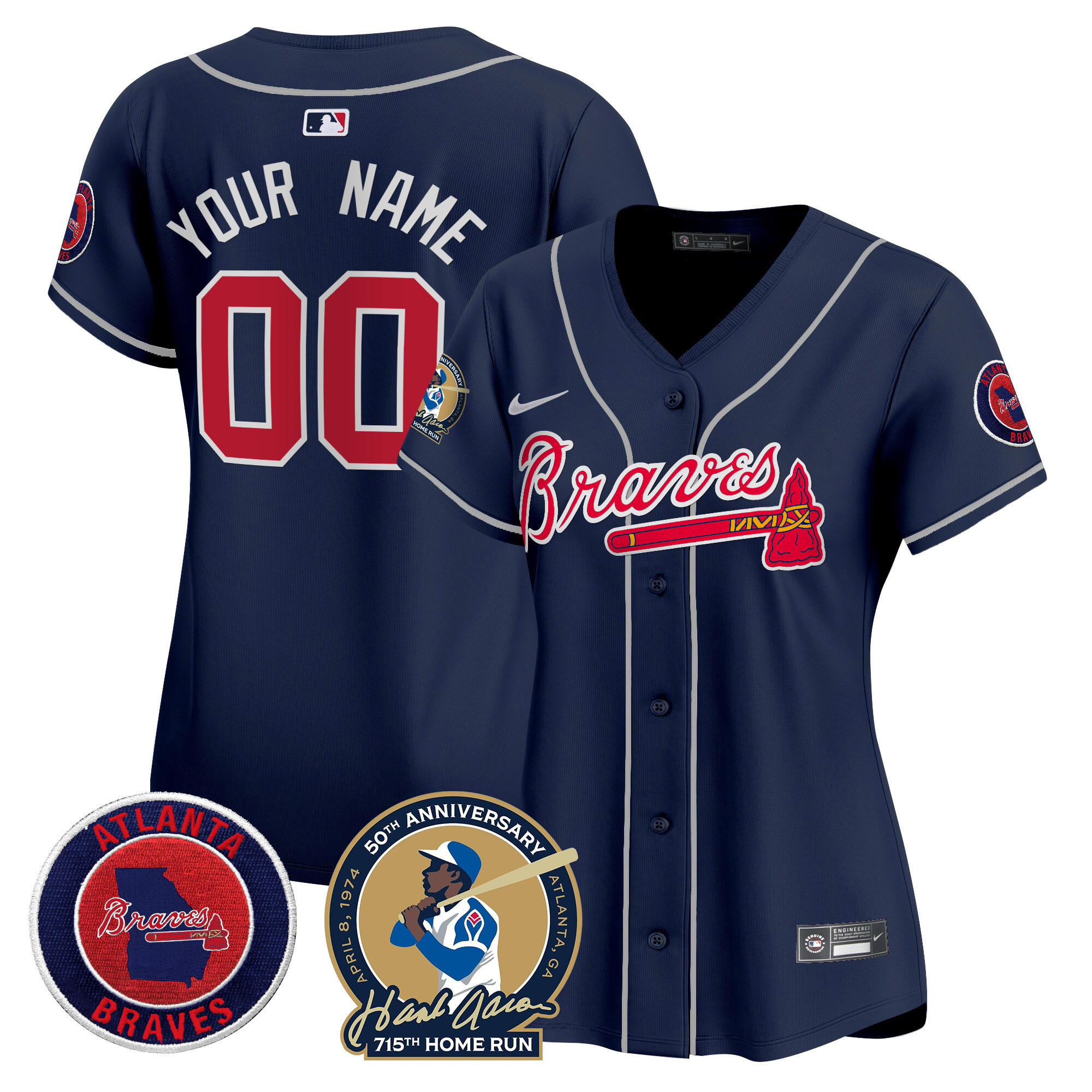 Atlanta Braves Hank Aaron 715th Home Run Patch Vapor Premier Limited Custom Jersey - All Stitched - Image 11