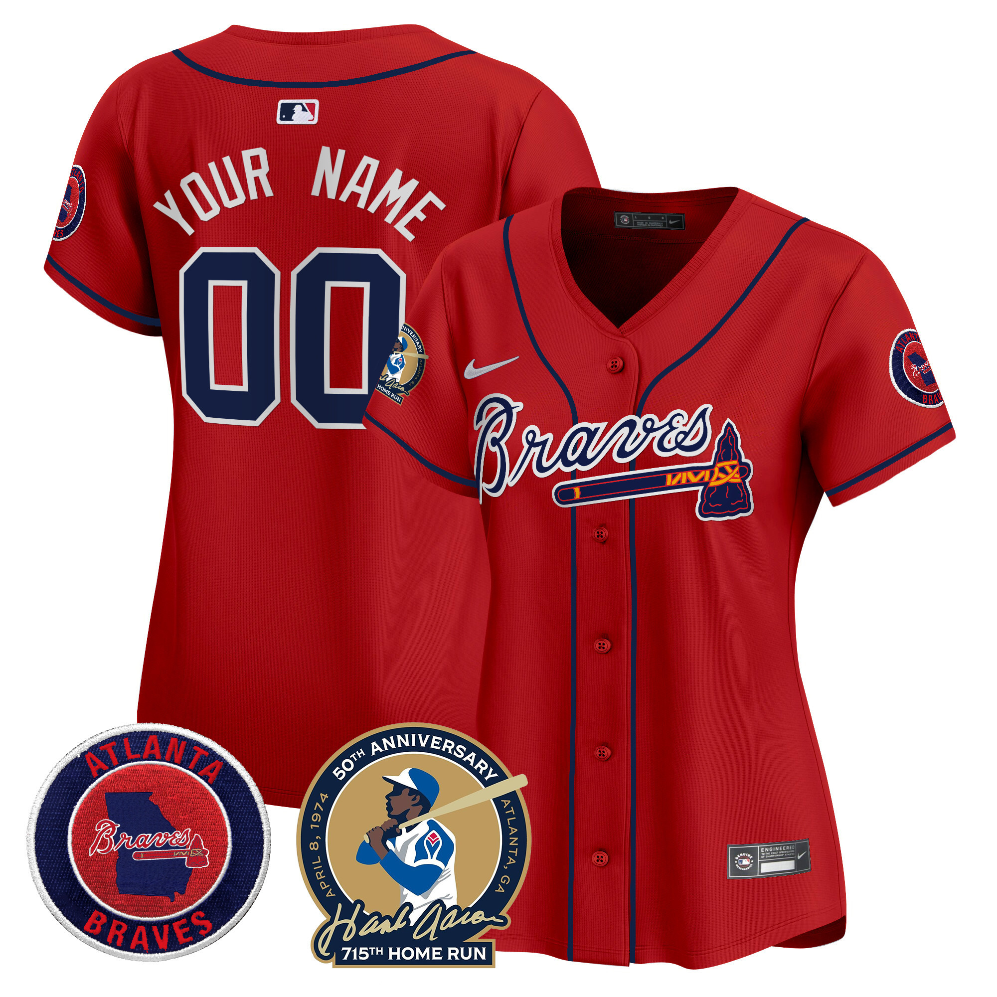 Atlanta Braves Hank Aaron 715th Home Run Patch Vapor Premier Limited Custom Jersey - All Stitched - Image 10