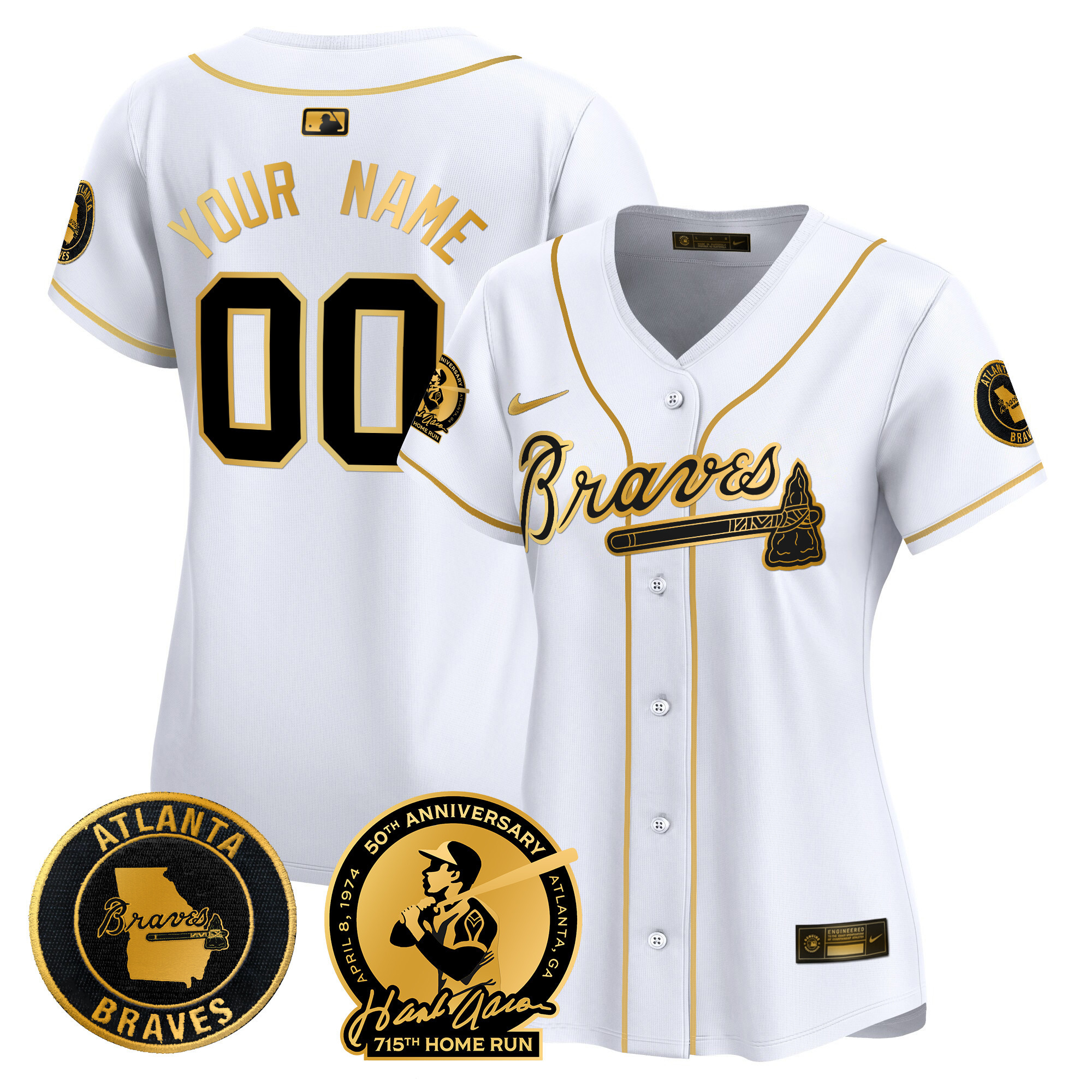 Atlanta Braves Hank Aaron 715th Home Run Patch Vapor Premier Limited Custom Jersey - All Stitched - Image 8