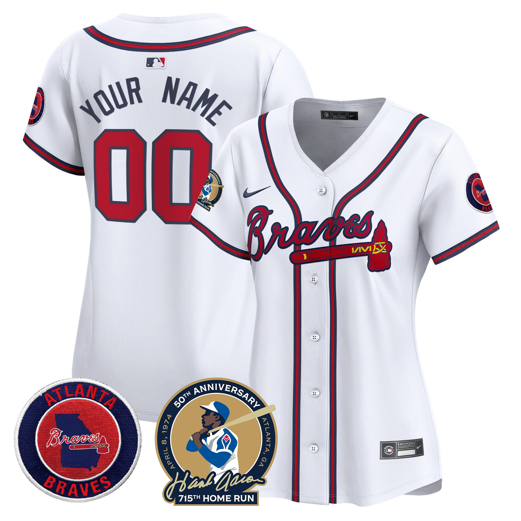 Atlanta Braves Hank Aaron 715th Home Run Patch Vapor Premier Limited Custom Jersey - All Stitched - Image 9
