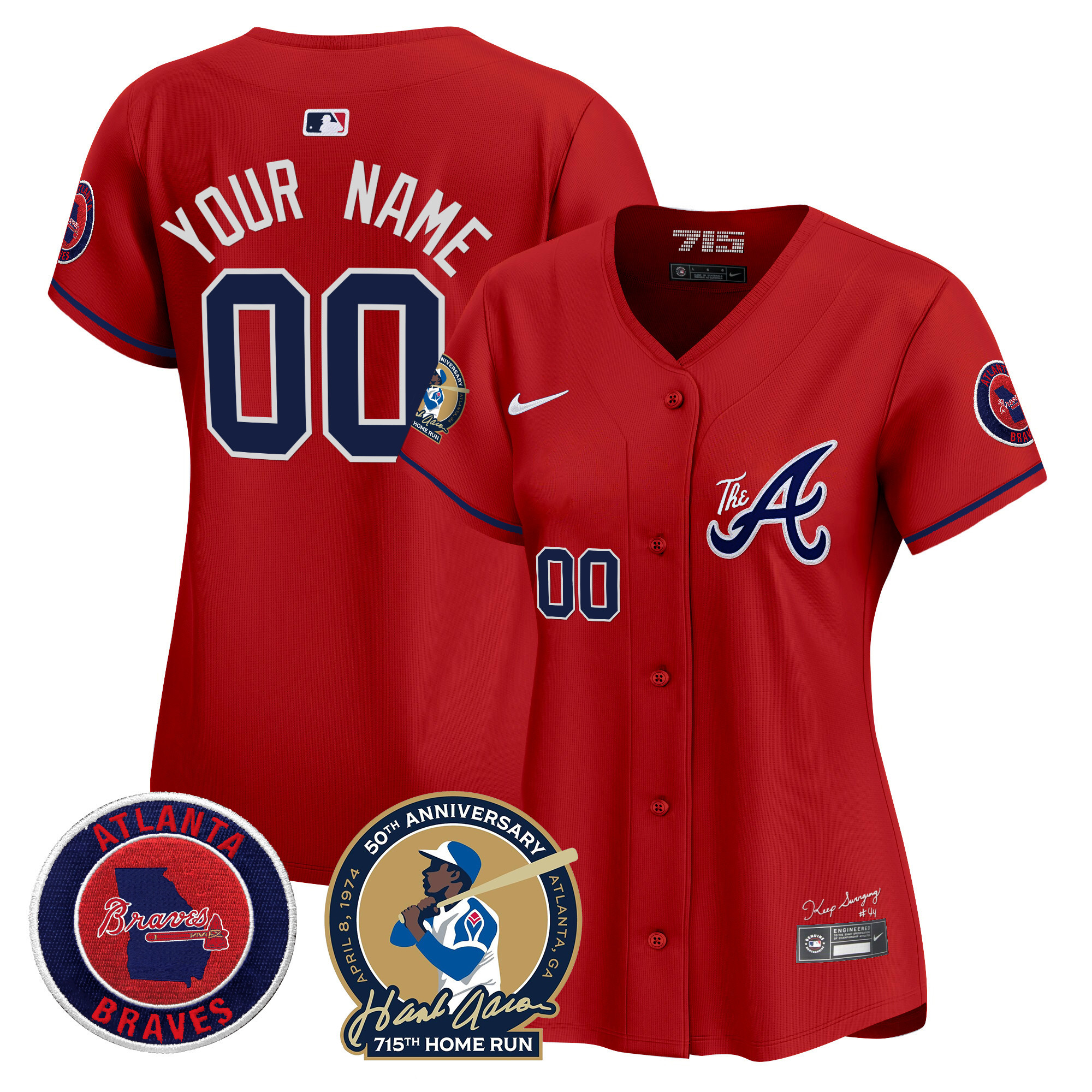Atlanta Braves Hank Aaron 715th Home Run Patch Vapor Premier Limited Custom Jersey V2 - All Stitched - Image 10