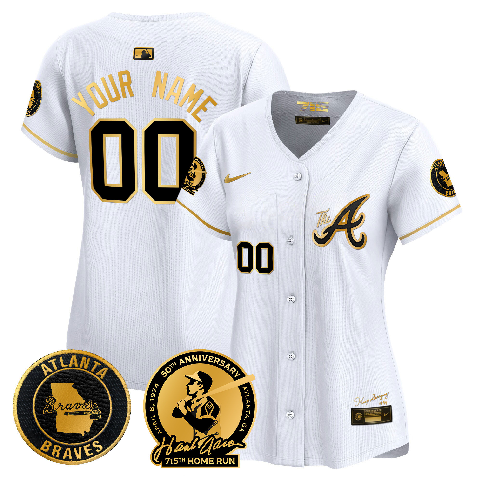 Atlanta Braves Hank Aaron 715th Home Run Patch Vapor Premier Limited Custom Jersey V2 - All Stitched - Image 8