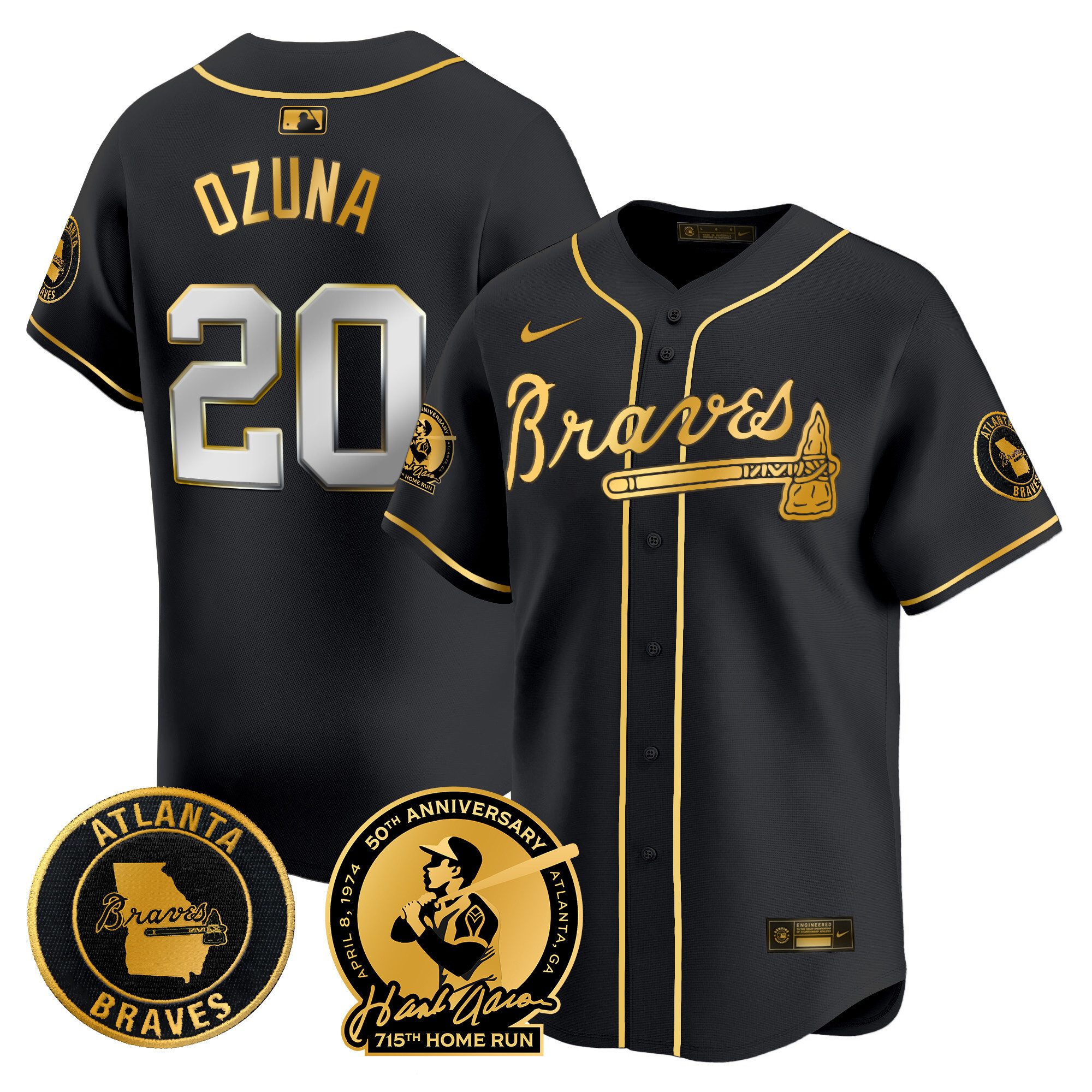 Men's Atlanta Braves Hank Aaron 715th Home Run Patch Vapor Premier Limited Jersey - All Stitched - Image 3