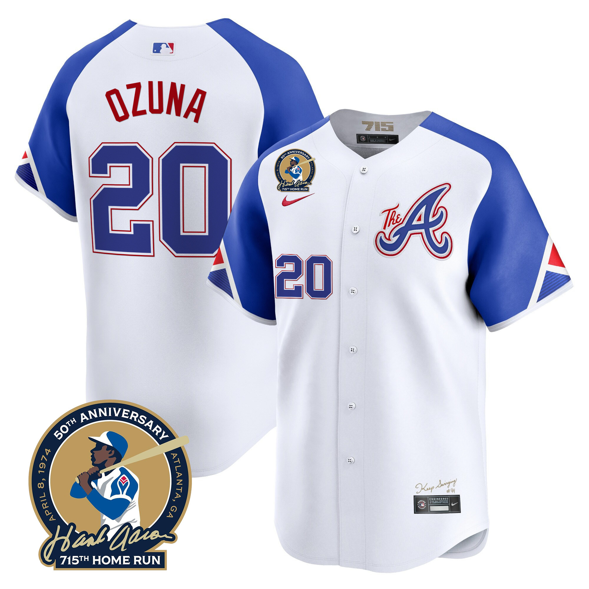 Men's Atlanta Braves Hank Aaron 715th Home Run Patch Vapor Premier Limited Jersey - All Stitched - Image 48