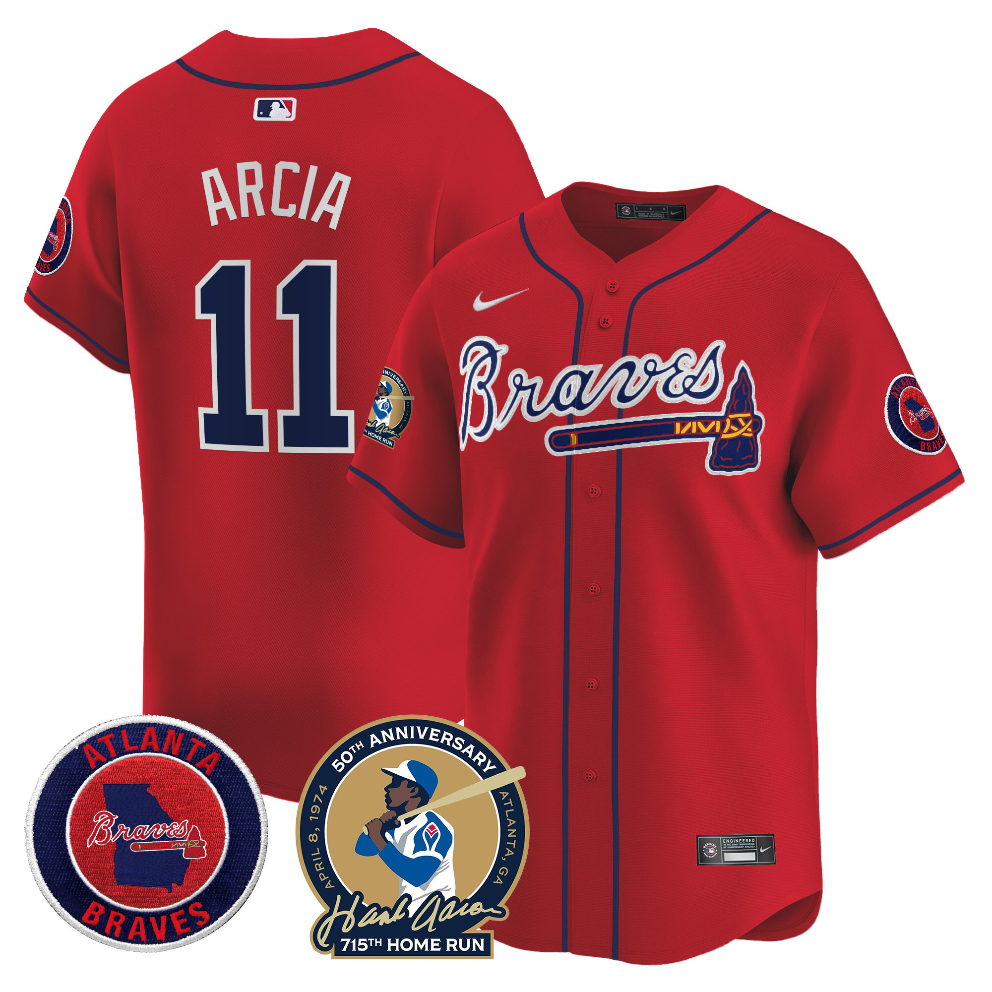 Men's Atlanta Braves Hank Aaron 715th Home Run Patch Vapor Premier Limited Jersey - All Stitched - Image 29