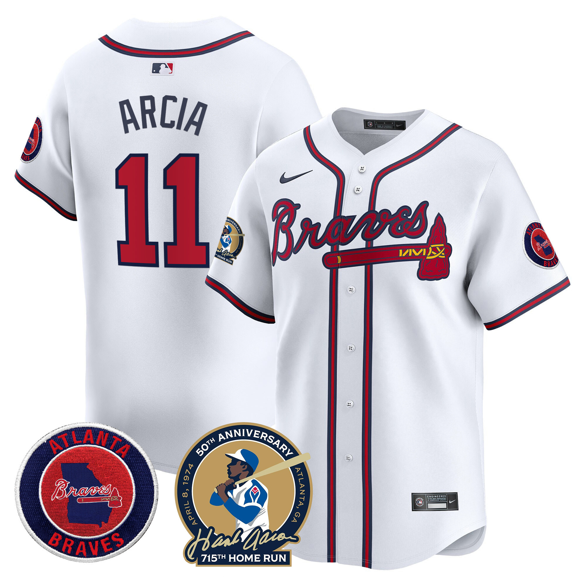 Men's Atlanta Braves Hank Aaron 715th Home Run Patch Vapor Premier Limited Jersey - All Stitched - Image 20