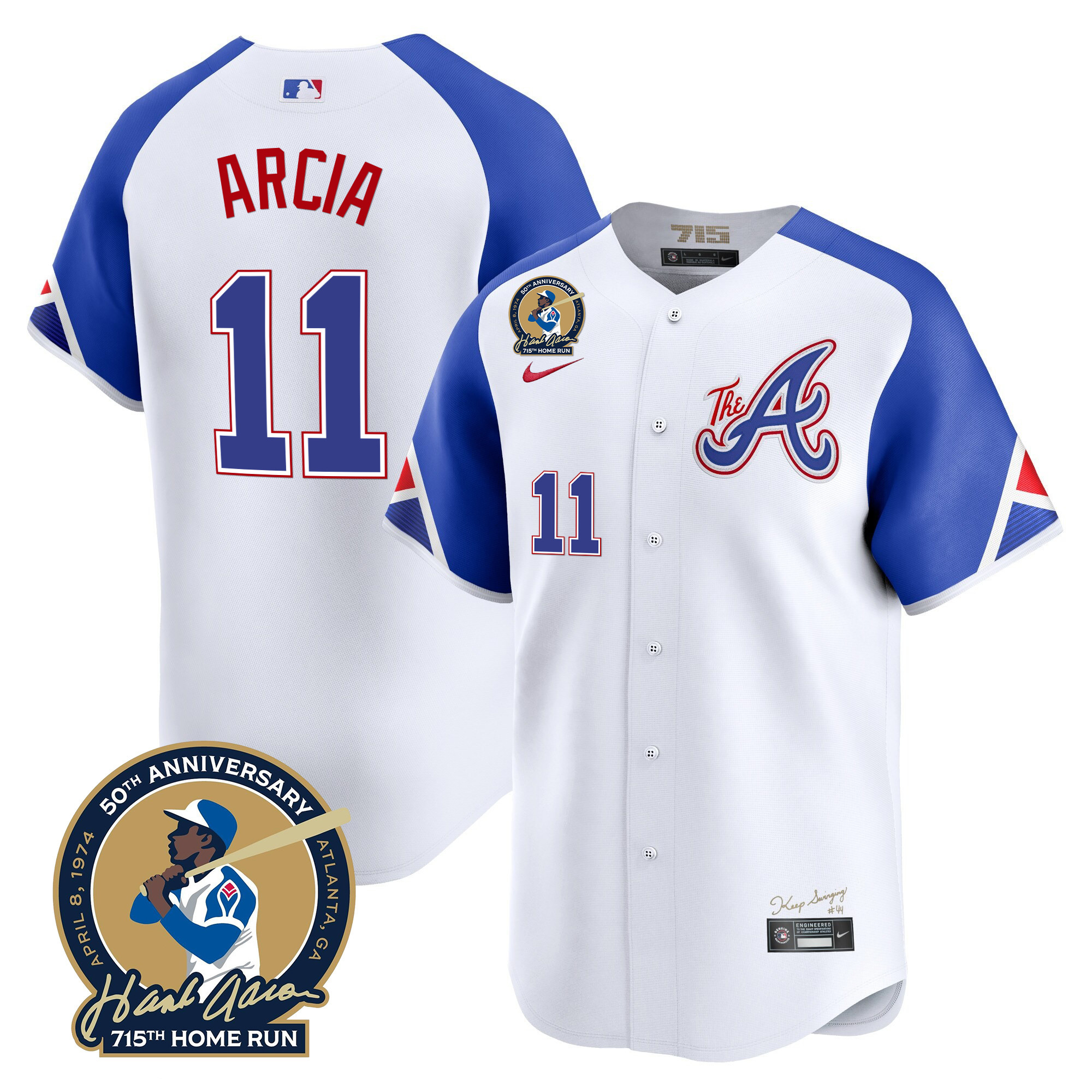 Men's Atlanta Braves Hank Aaron 715th Home Run Patch Vapor Premier Limited Jersey - All Stitched - Image 47