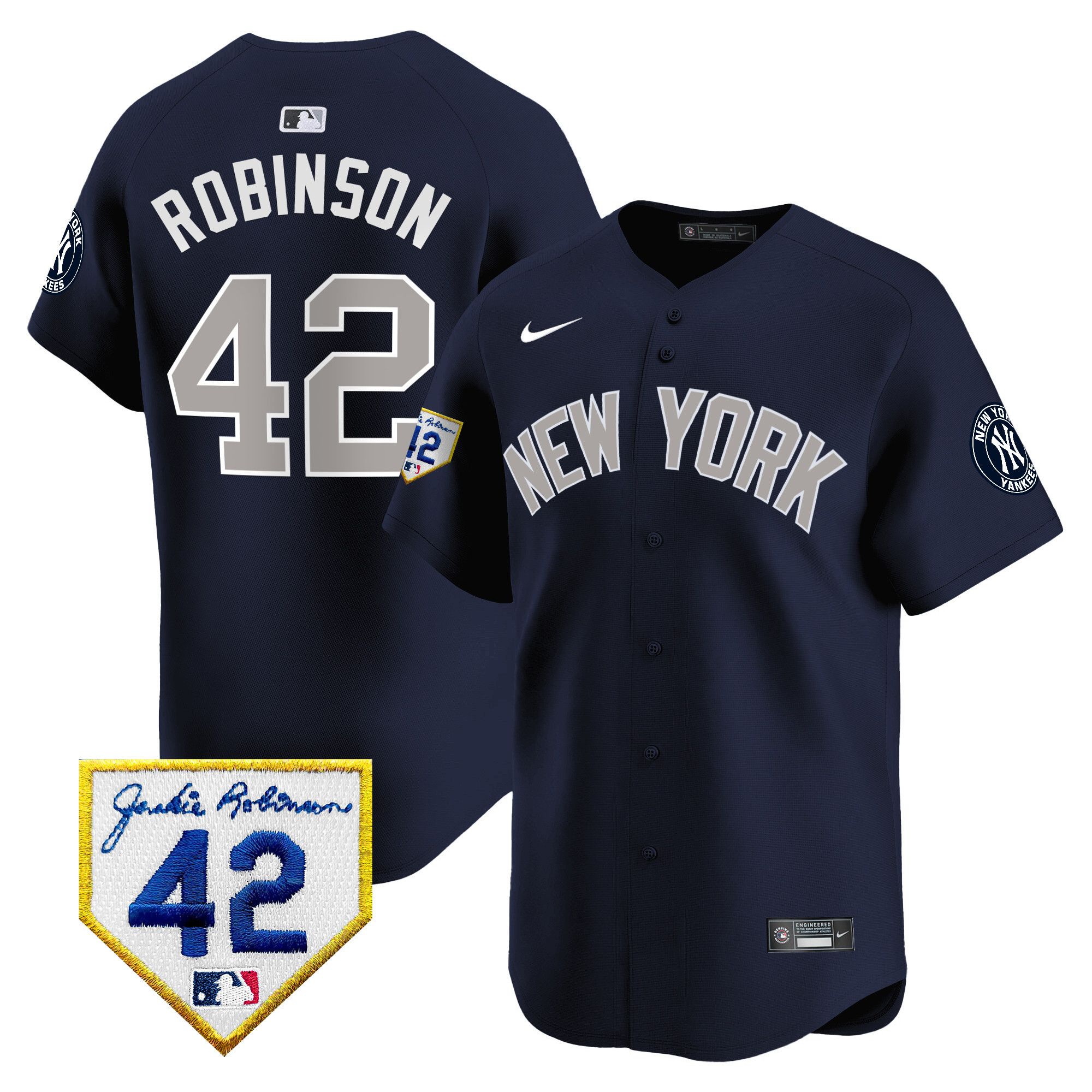 Men's New York Yankees 2024 Jackie Robinson Patch Vapor Premier Limited Jersey - All Stitched - Image 44