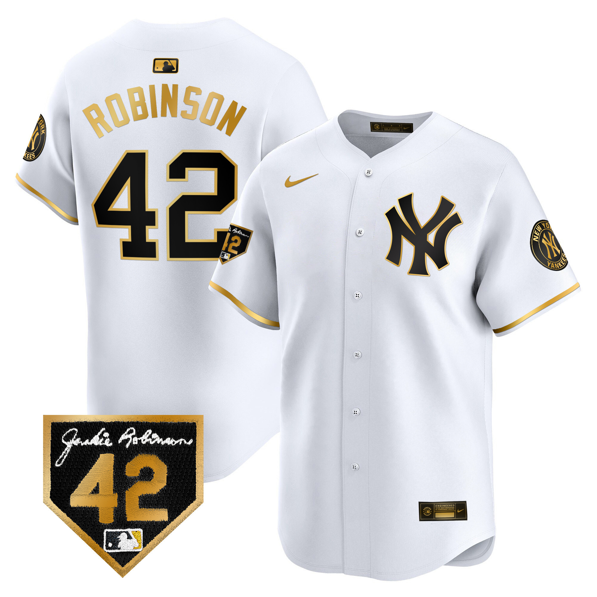 Men's New York Yankees 2024 Jackie Robinson Patch Vapor Premier Limited Jersey - All Stitched - Image 17