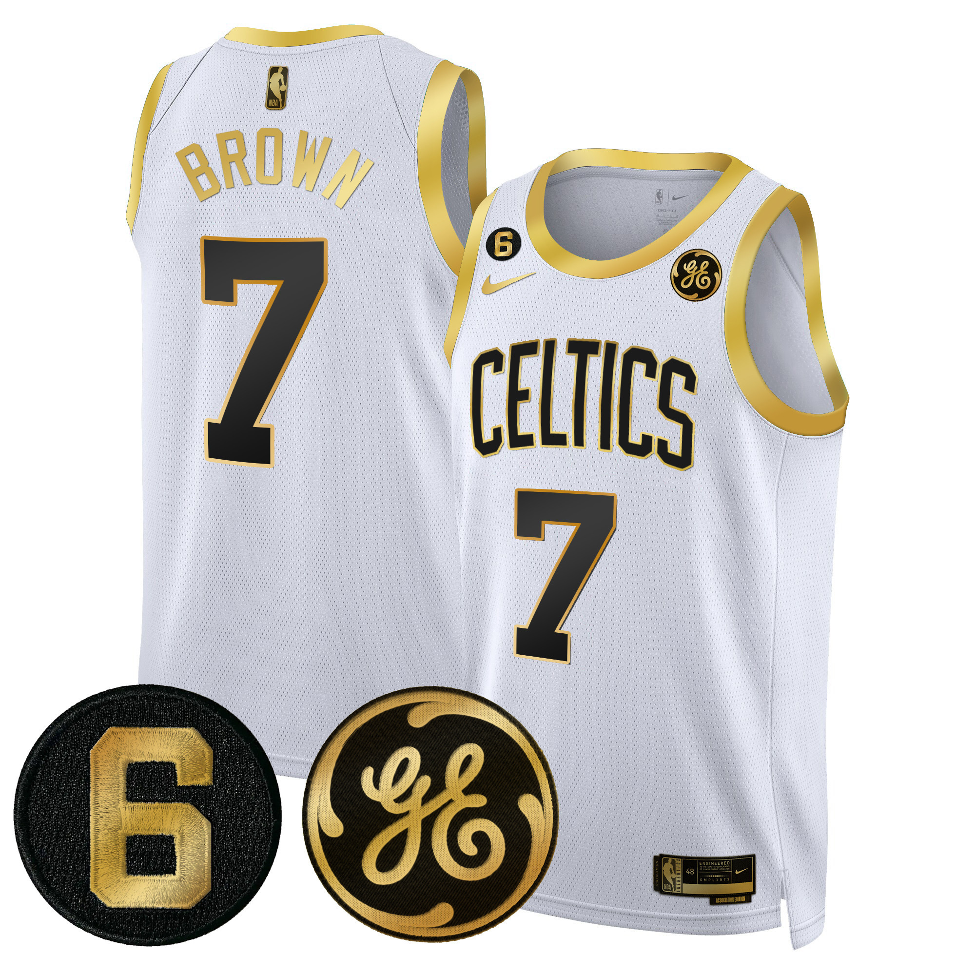 Men's Boston Celtics Bill Russell & John Havlicek Patch Jersey - All Stitched - Image 3