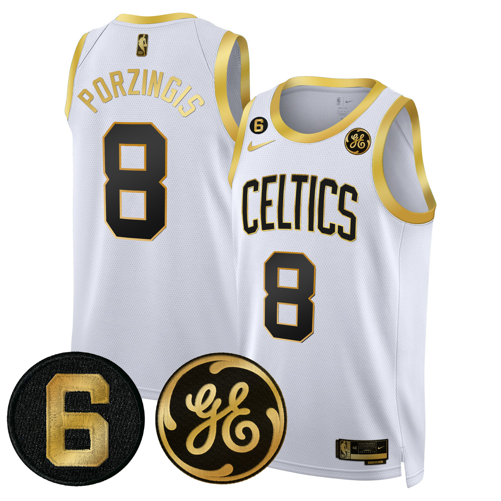 Men's Boston Celtics Bill Russell & John Havlicek Patch Jersey - All Stitched - Image 4