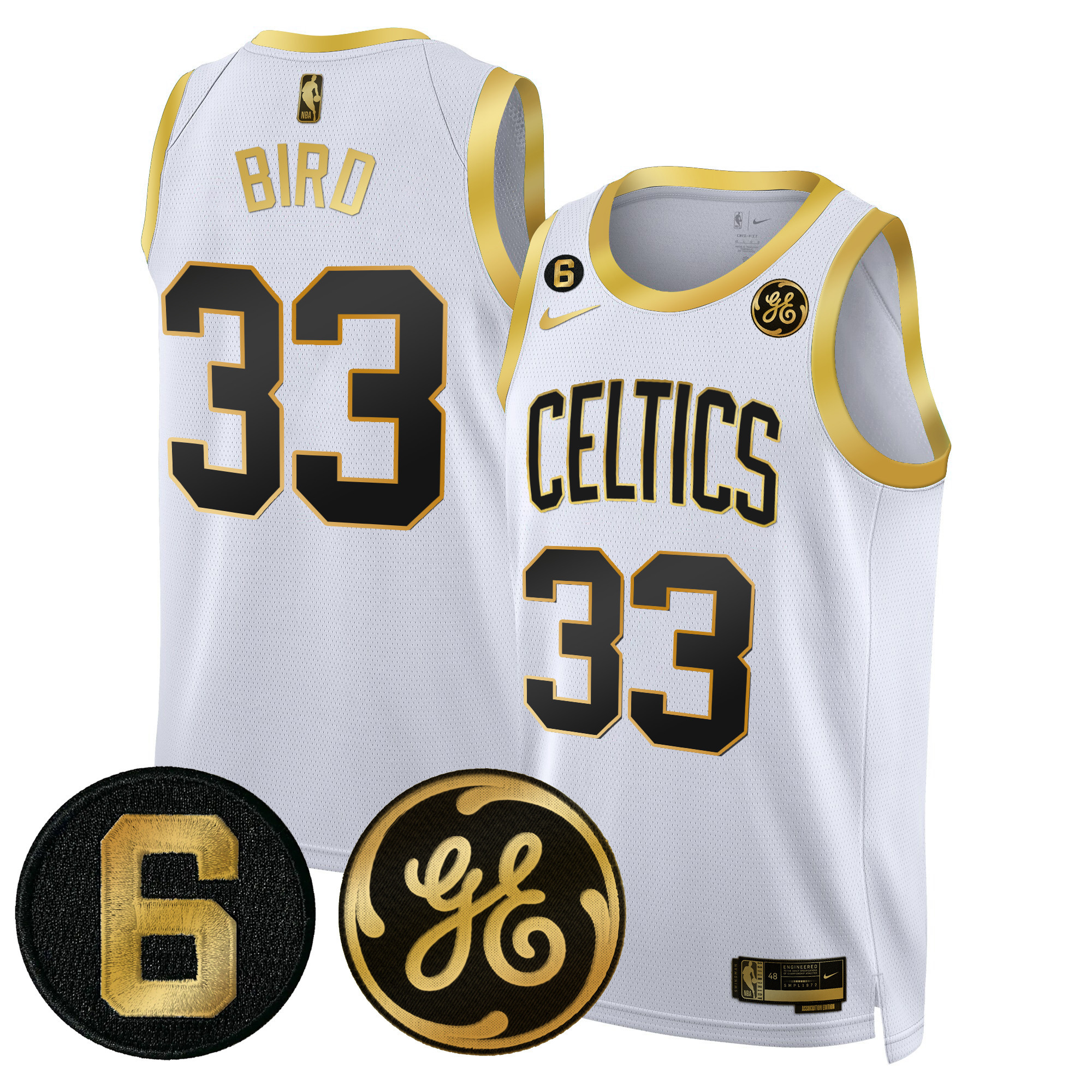 Men's Boston Celtics Bill Russell & John Havlicek Patch Jersey - All Stitched - Image 6