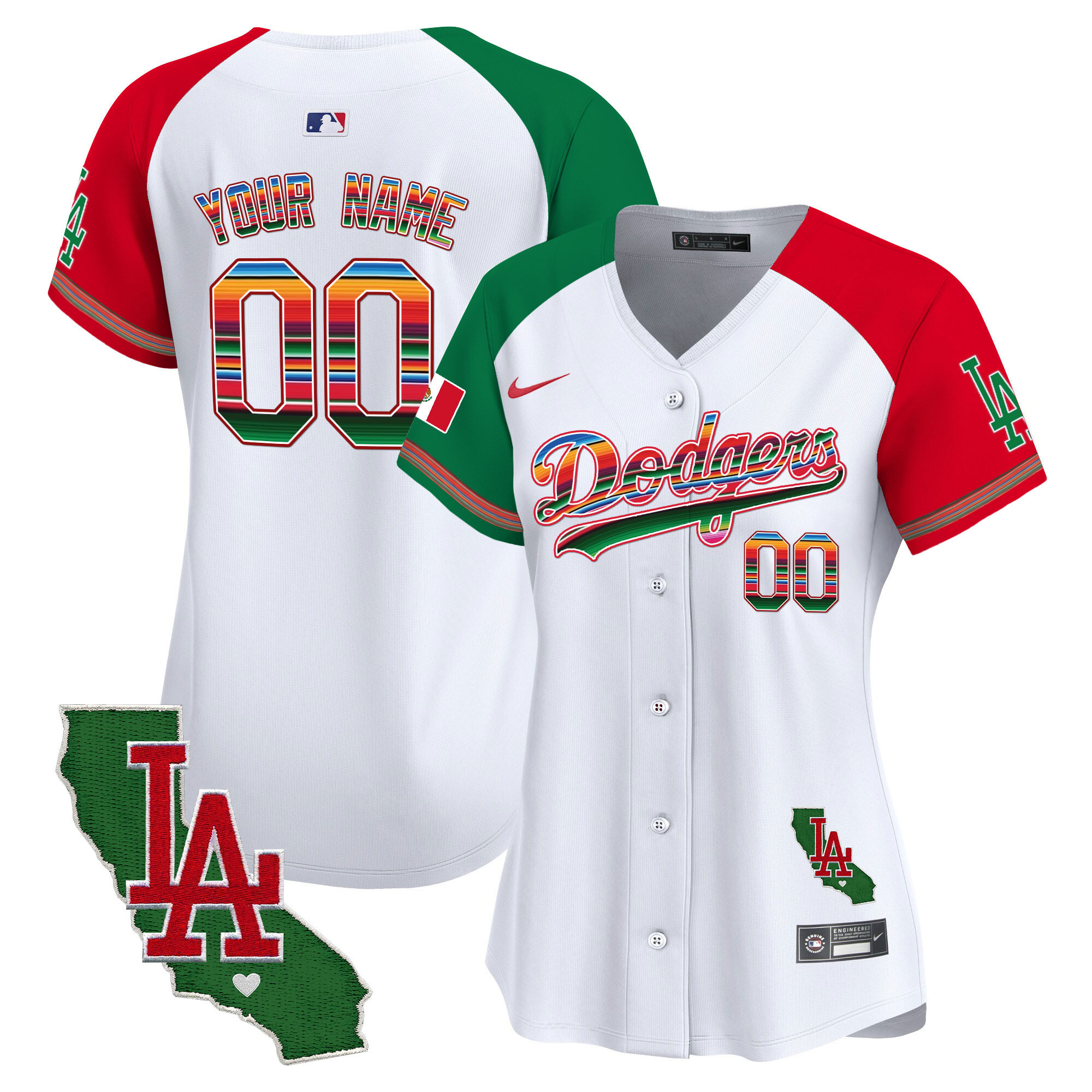 Dodgers Mexico California Patch Vapor Premier Limited Custom Jersey V2 - All Stitched - Image 10