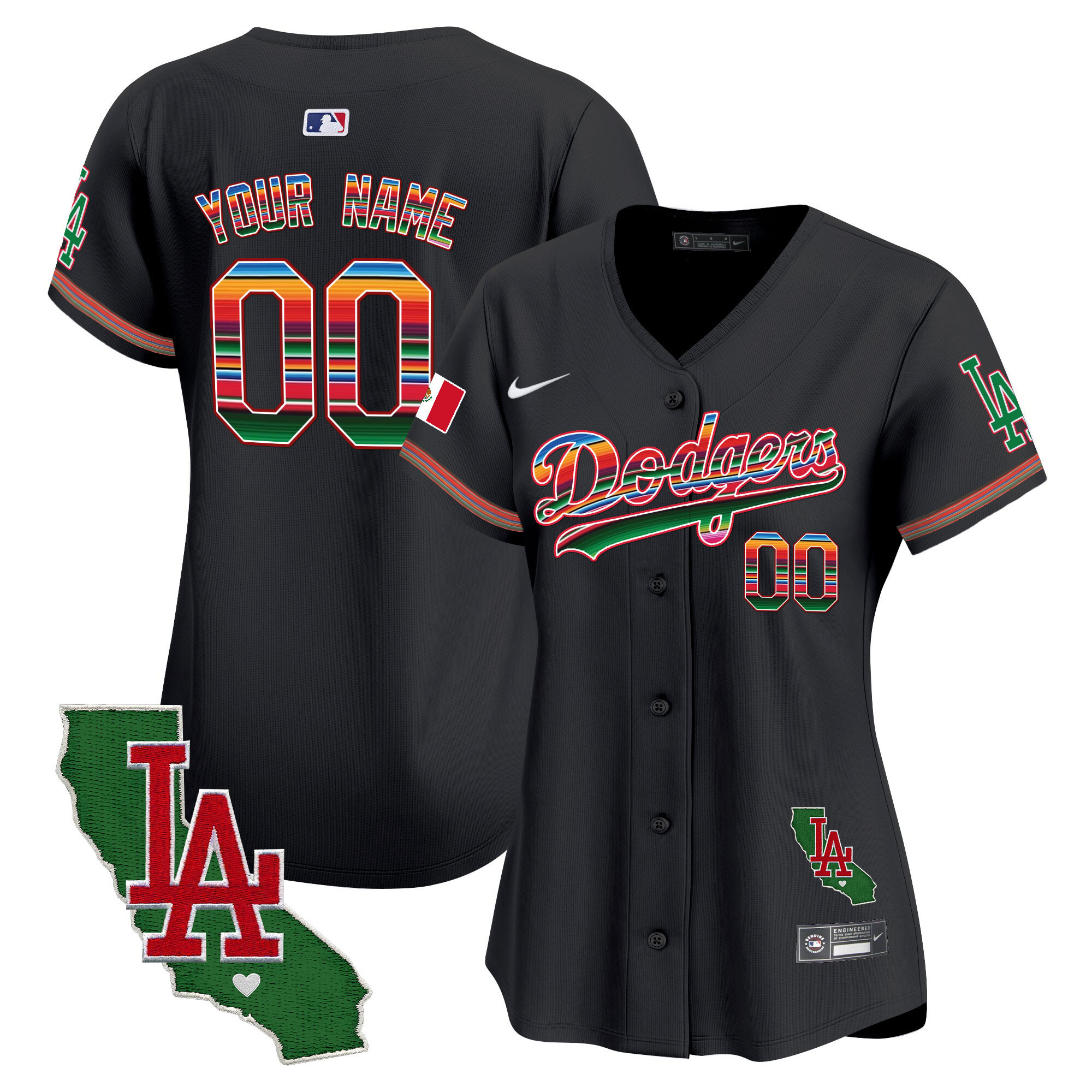 Dodgers Mexico California Patch Vapor Premier Limited Custom Jersey V2 - All Stitched - Image 9