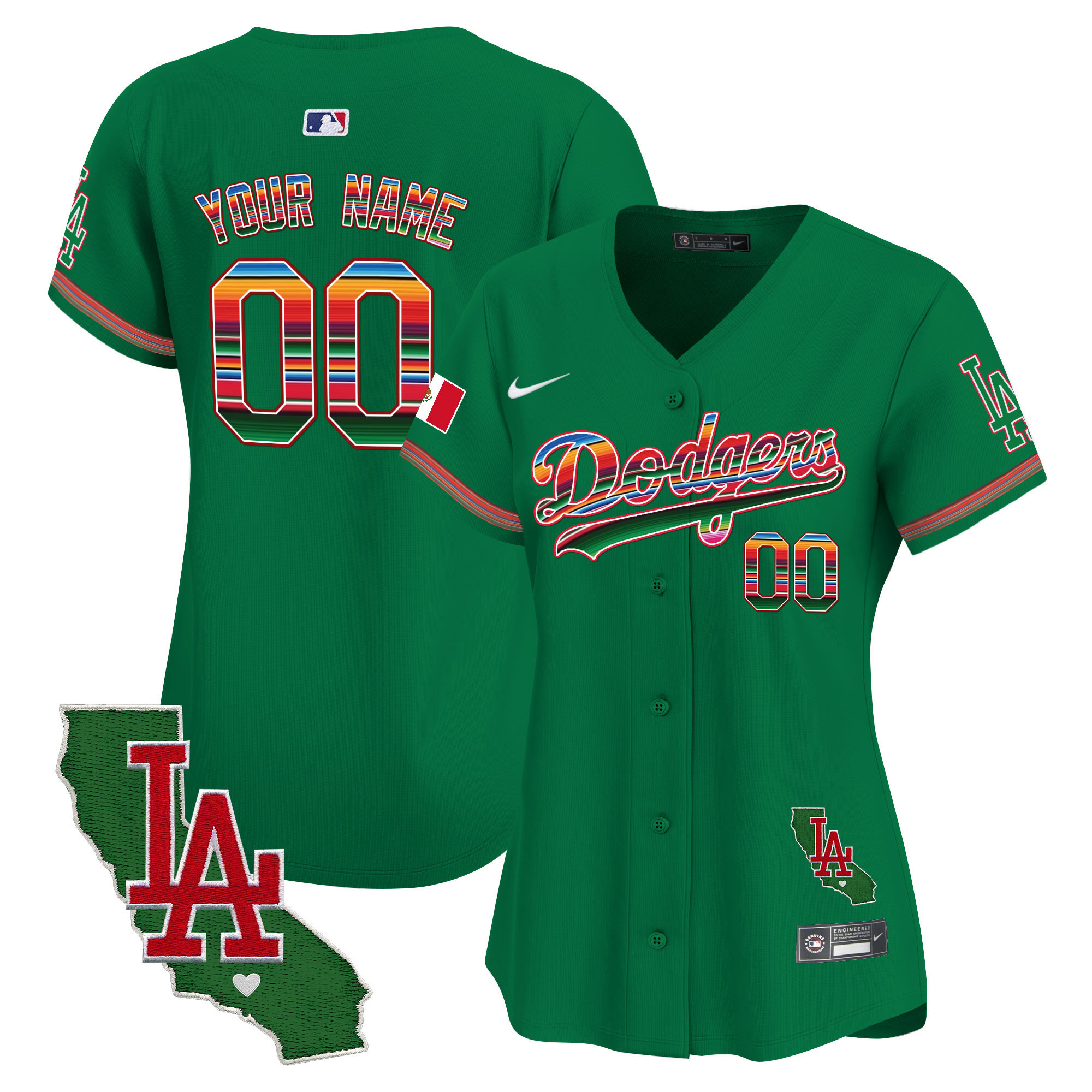 Dodgers Mexico California Patch Vapor Premier Limited Custom Jersey V2 - All Stitched - Image 11
