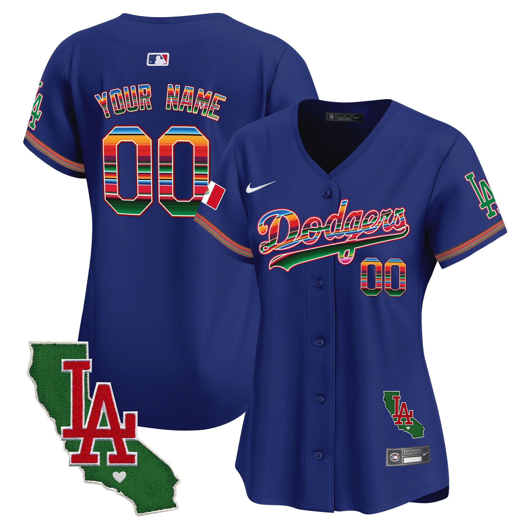 Dodgers Mexico California Patch Vapor Premier Limited Custom Jersey V2 - All Stitched - Image 8