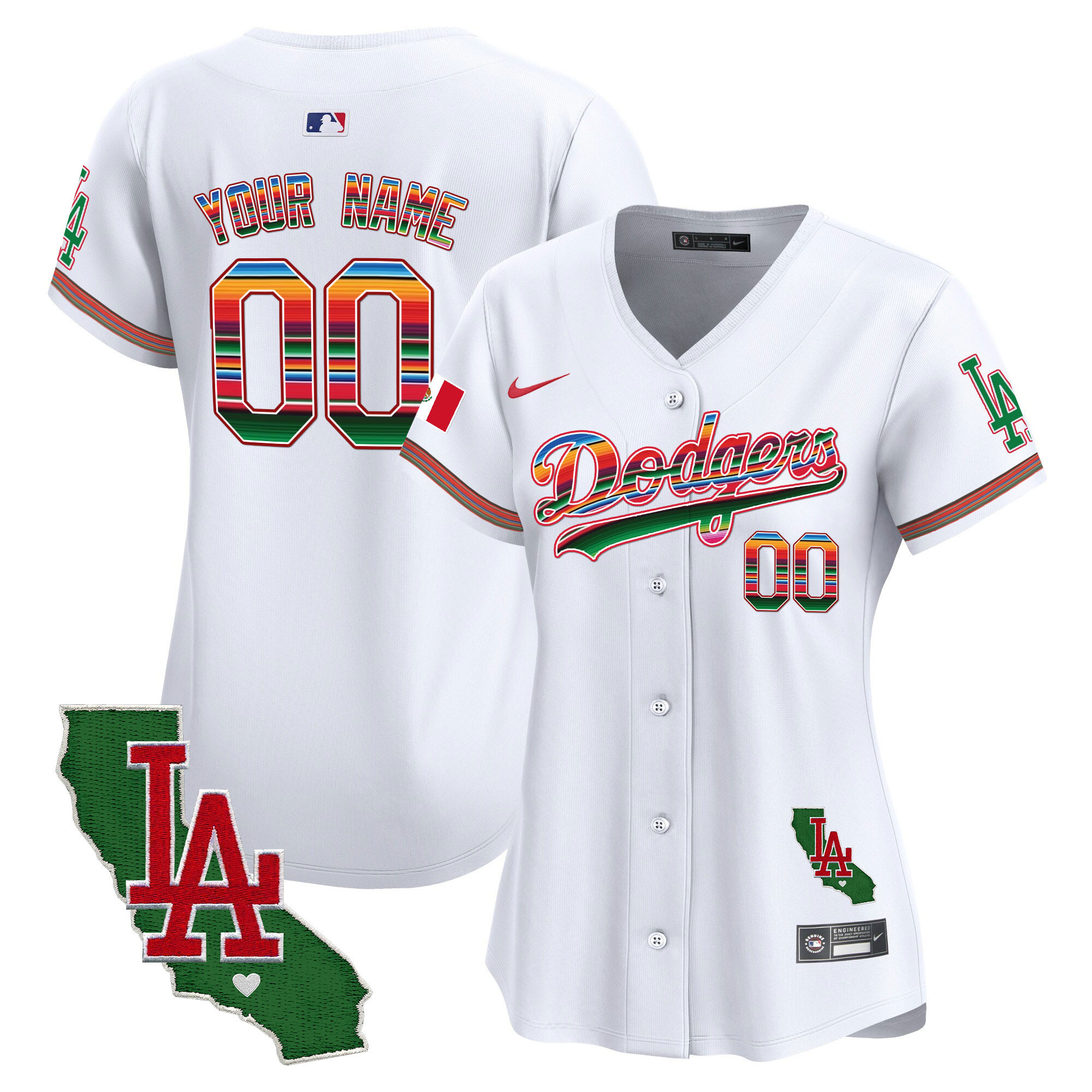 Dodgers Mexico California Patch Vapor Premier Limited Custom Jersey V2 - All Stitched - Image 7