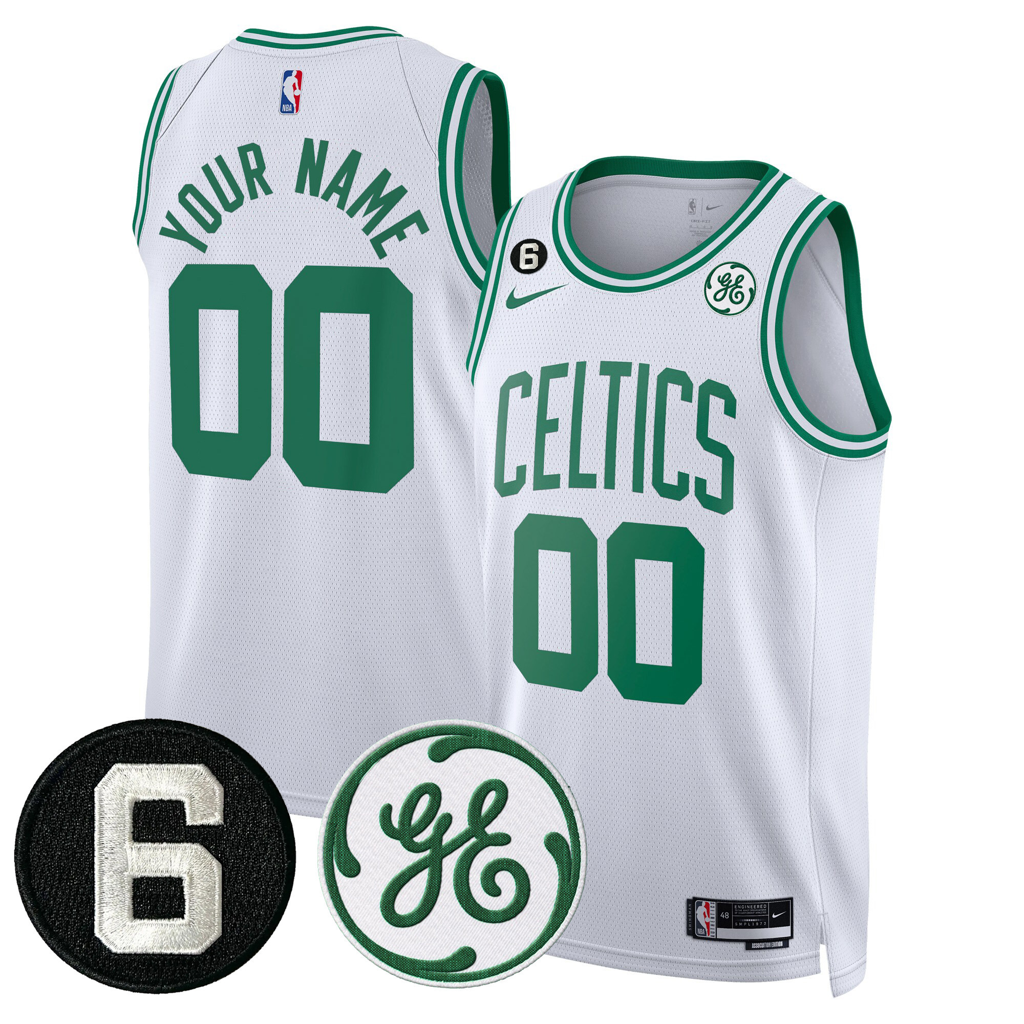 Boston Celtics Bill Russell & John Havlicek Patch Custom Jersey - All Stitched - Image 5