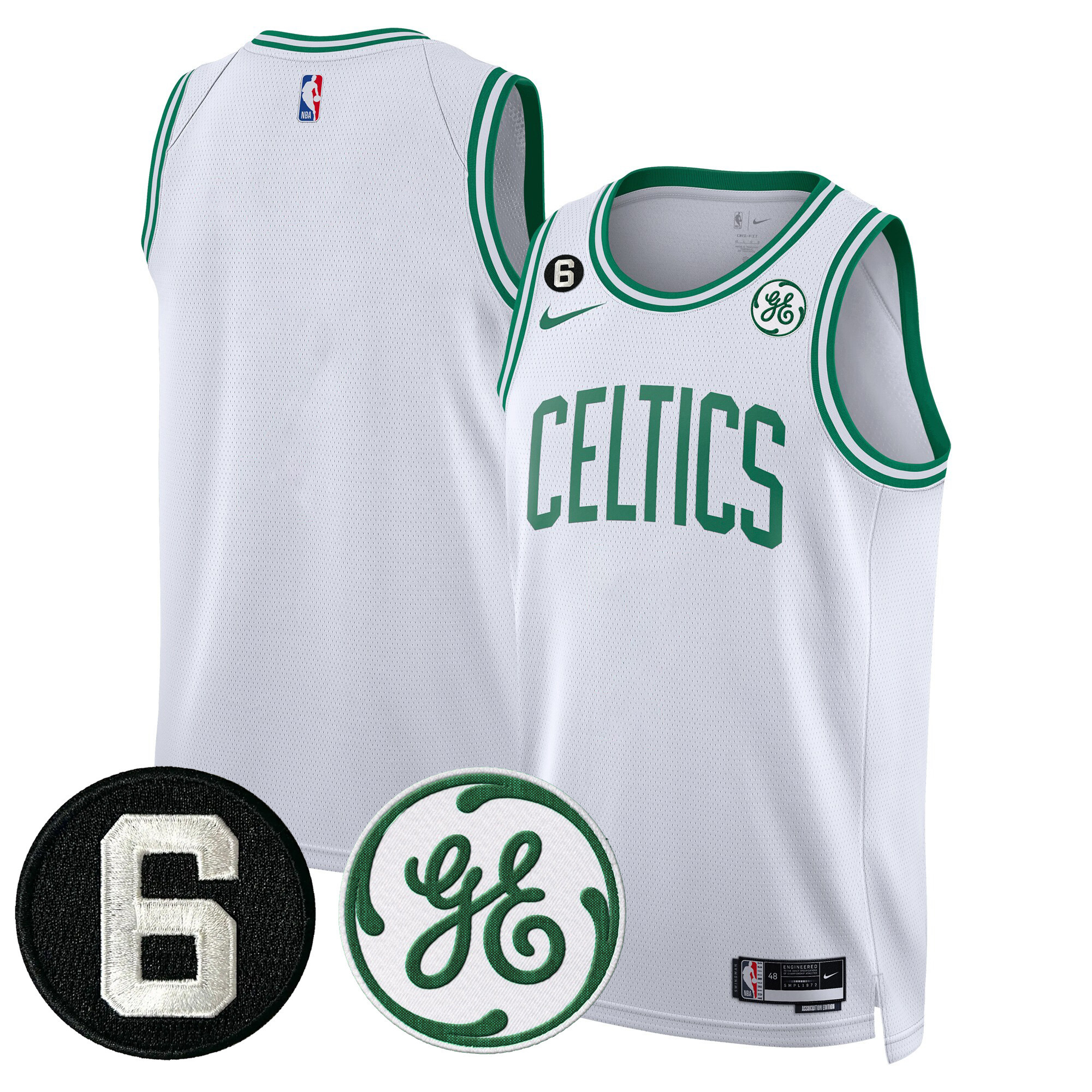 Men's Boston Celtics Bill Russell & John Havlicek Patch Jersey - All Stitched - Image 35