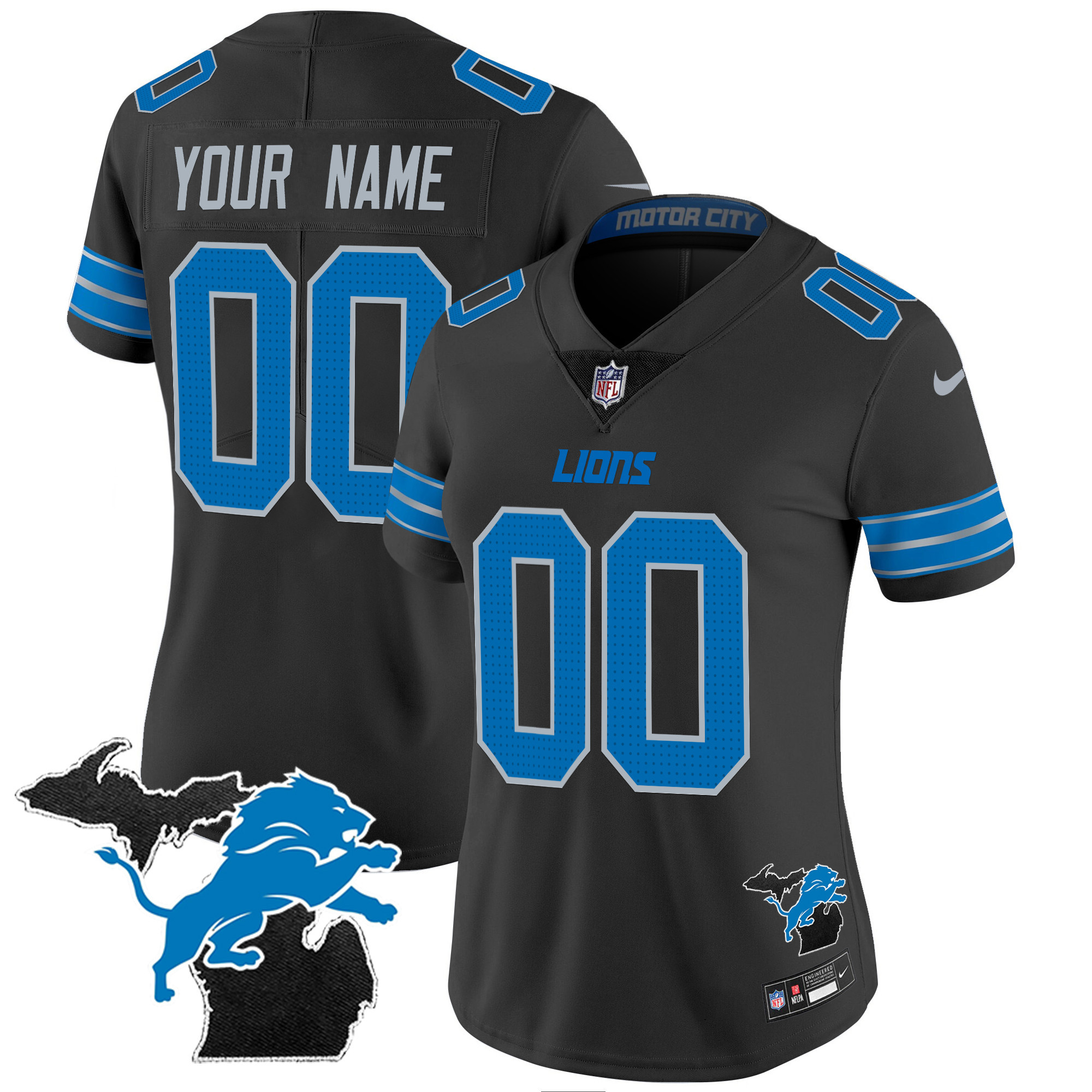 Detroit Lions 2024 Michigan Patch Vapor Limited Custom Jersey - All Stitched - Image 7