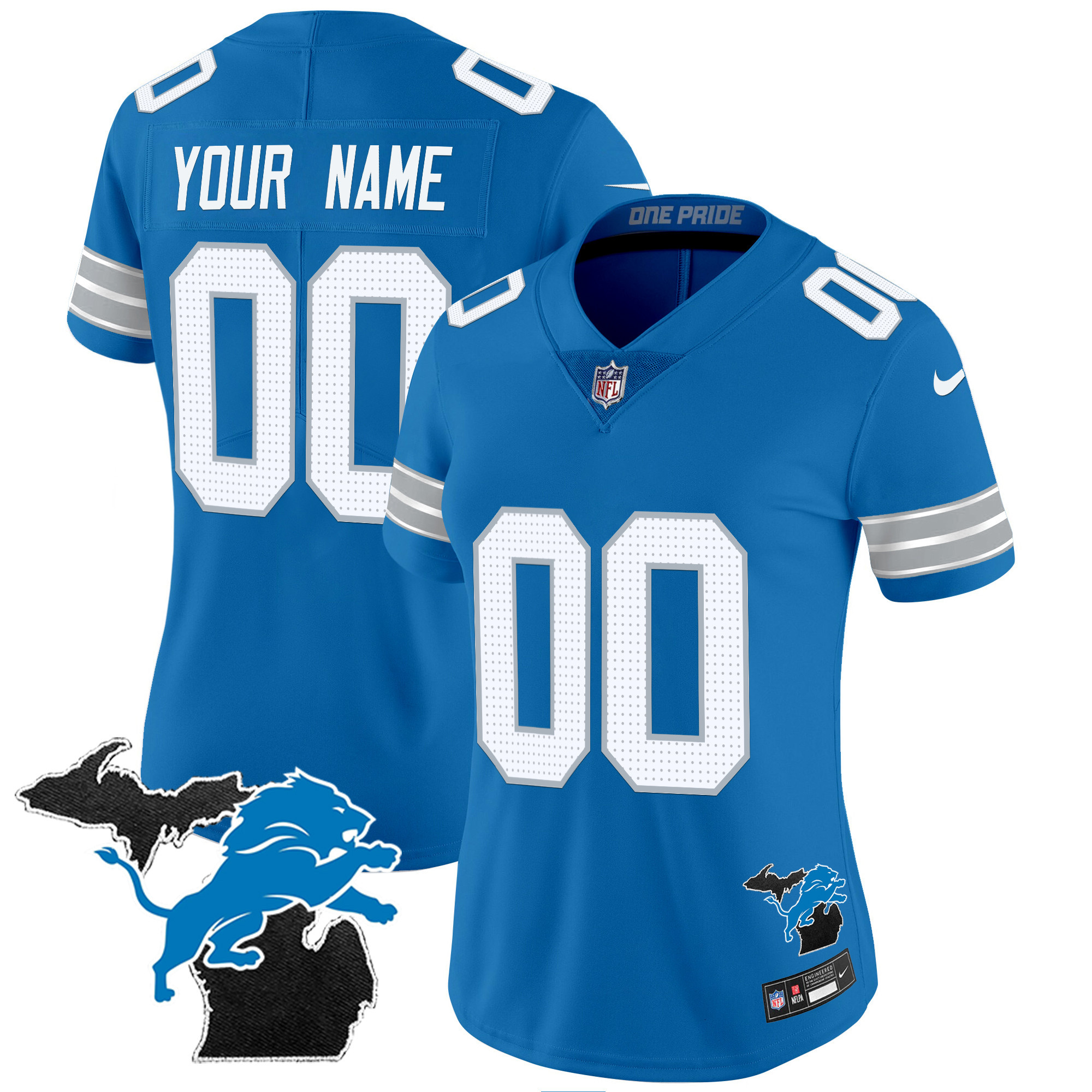 Detroit Lions 2024 Michigan Patch Vapor Limited Custom Jersey - All Stitched - Image 9