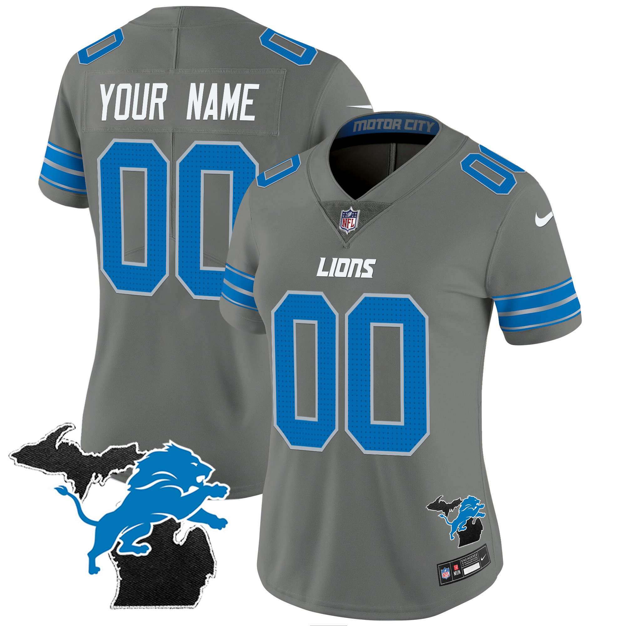 Detroit Lions 2024 Michigan Patch Vapor Limited Custom Jersey - All Stitched - Image 10