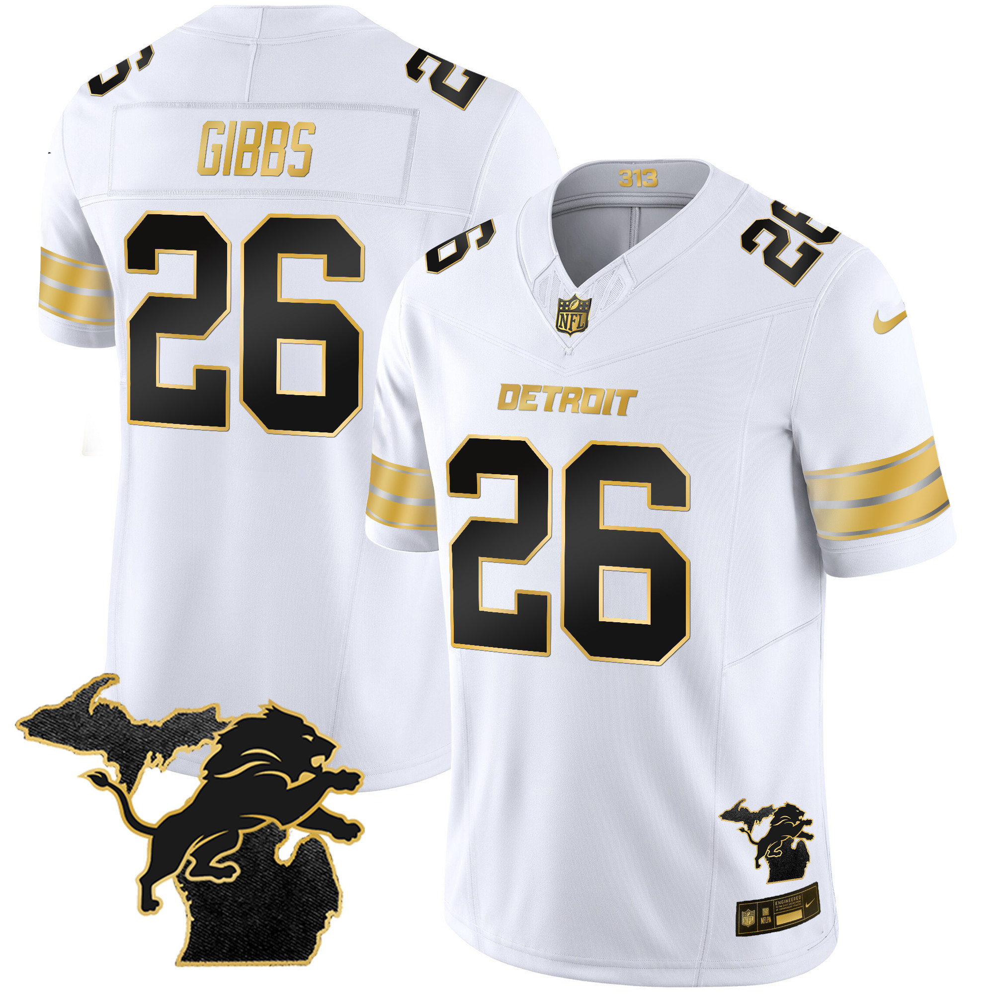 Men's Detroit Lions 2024 Michigan Patch Gold Vapor Jersey - All Stitched - Image 28