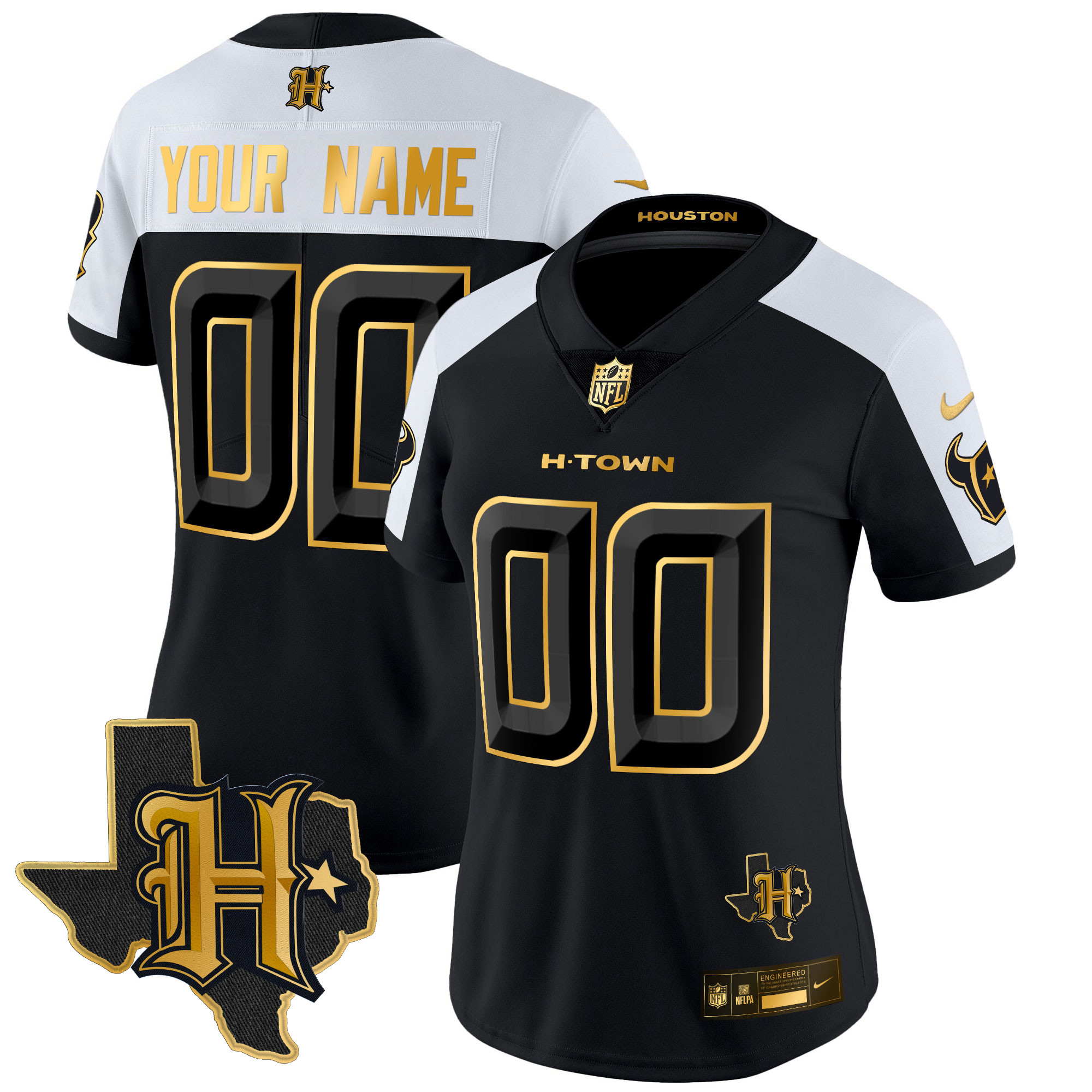 Houston Texans 2024 Texas Patch Gold Vapor Limited Custom Jersey - All Stitched - Image 5