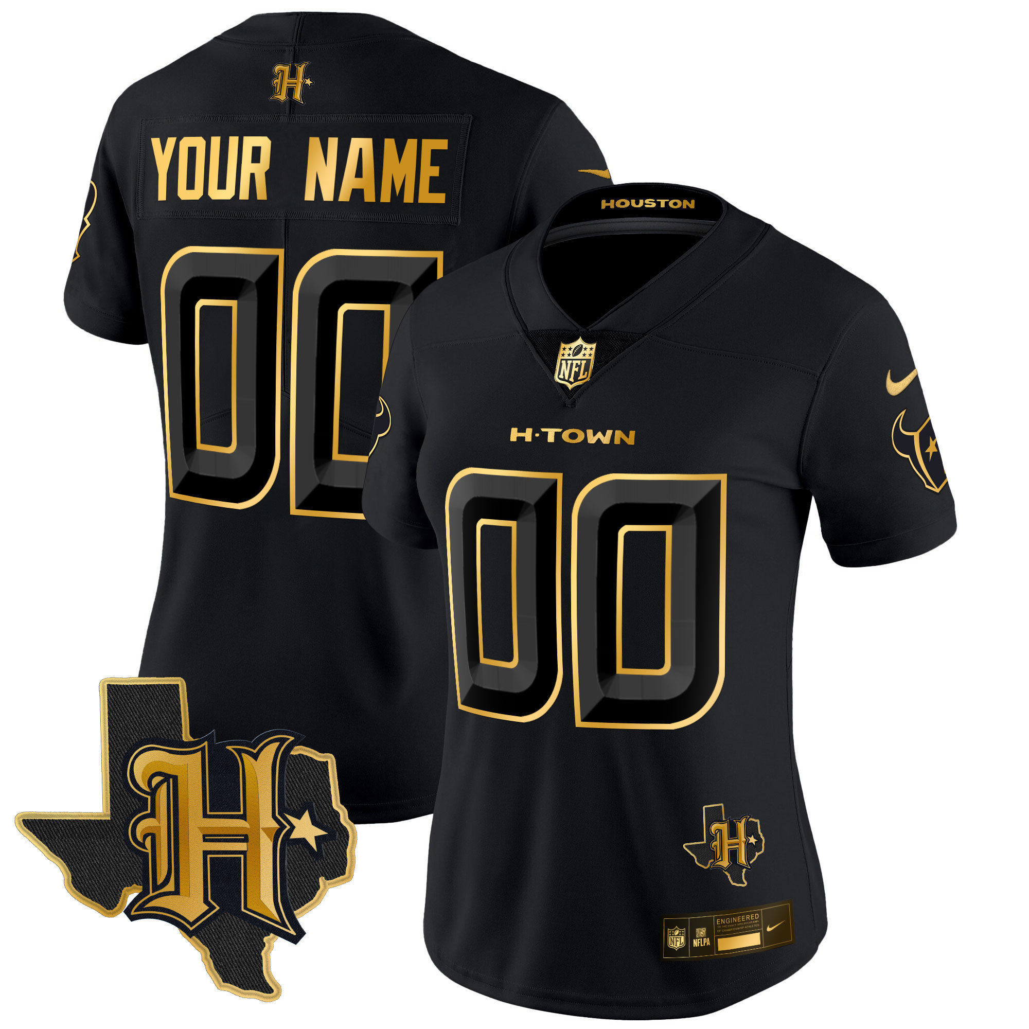 Houston Texans 2024 Texas Patch Gold Vapor Limited Custom Jersey - All Stitched - Image 7