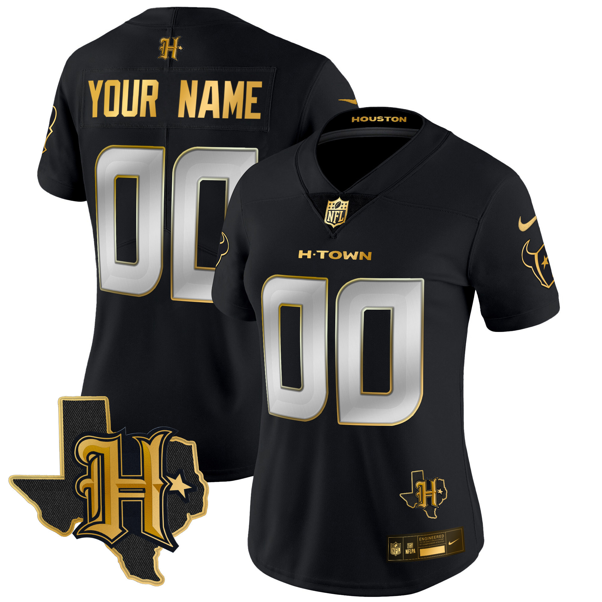 Houston Texans 2024 Texas Patch Gold Vapor Limited Custom Jersey - All Stitched - Image 6