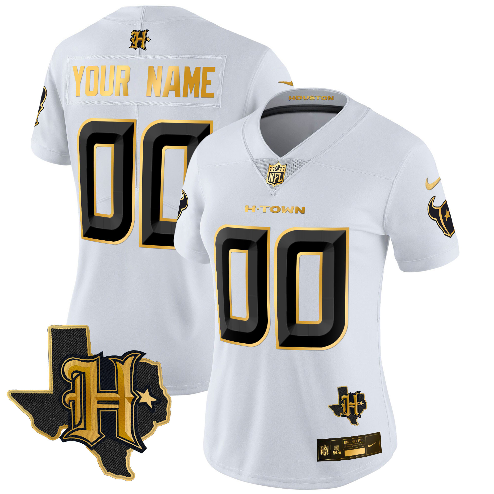 Houston Texans 2024 Texas Patch Gold Vapor Limited Custom Jersey - All Stitched - Image 8