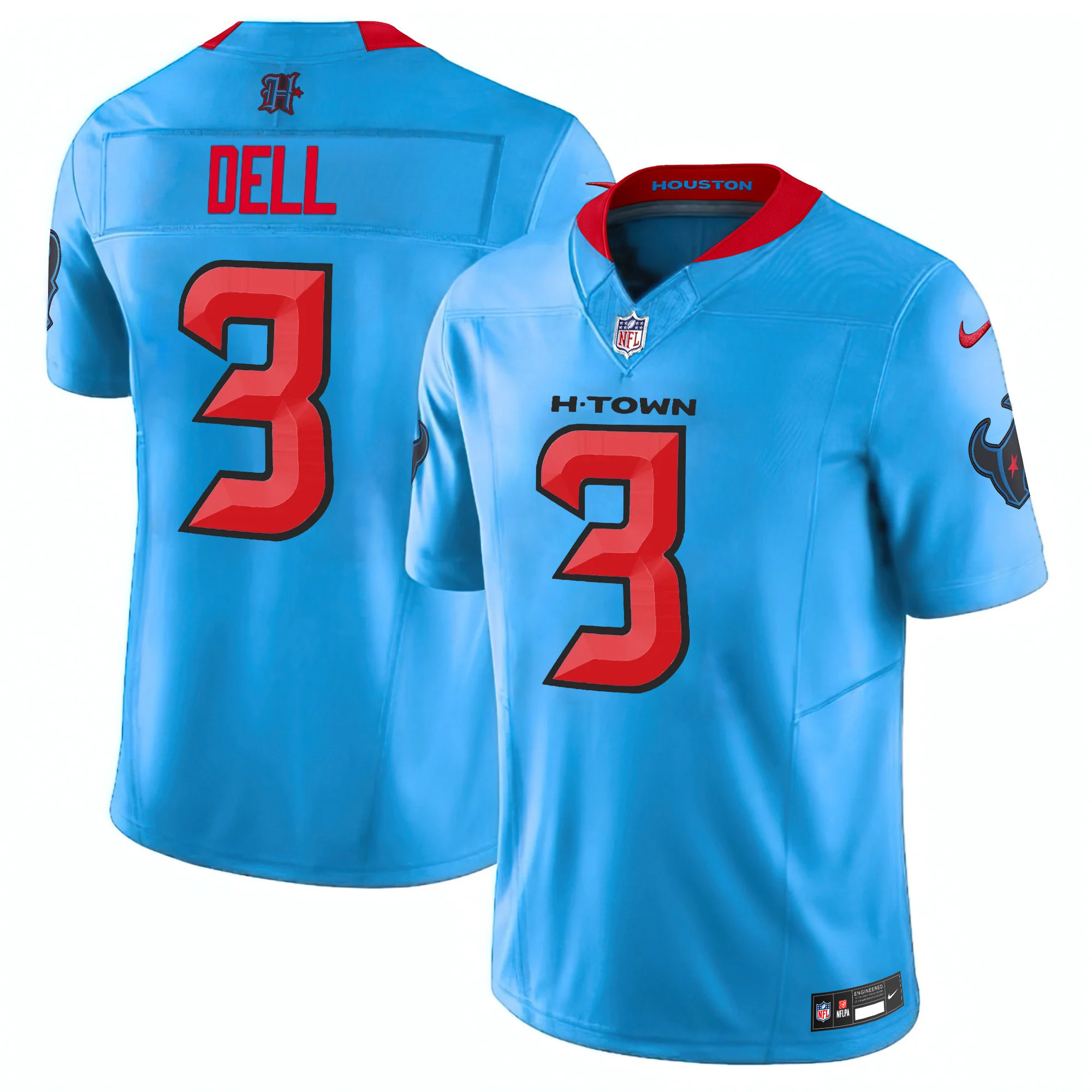 Men's Houston Texans 2024 Vapor Limited Blue Jersey - All Stitched - Image 4