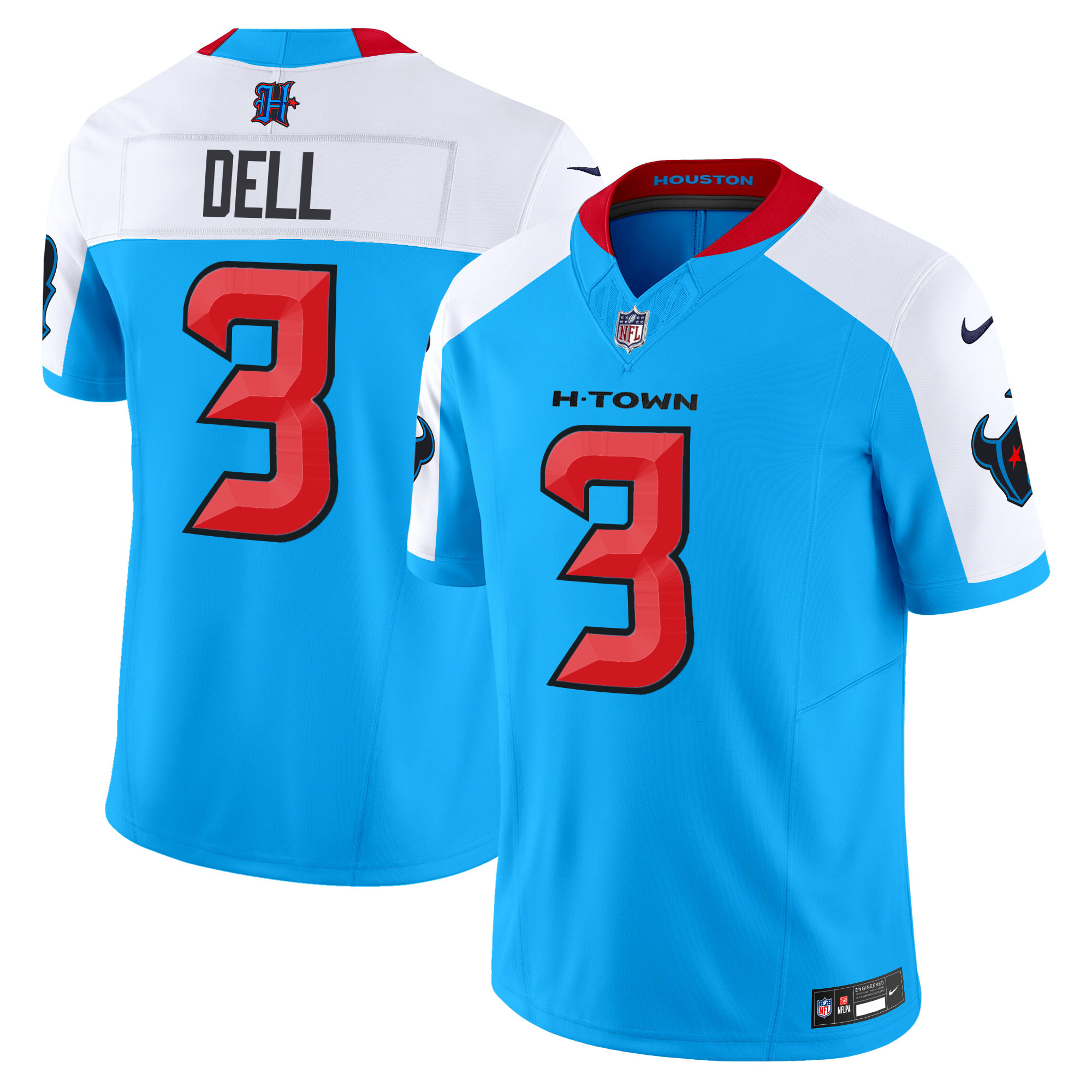 Men's Houston Texans 2024 Vapor Limited Blue Jersey - All Stitched - Image 28