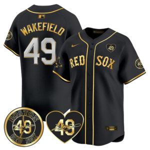 Men's Red Sox Tim Wakefield Memorial Patch Vaper Premier Limited Jersey - All Stitched- All Stitched