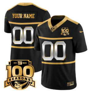 New York Giants 'Century Red' 100th Season Commemorative Gold Vapor Custom Jersey - All Stitched