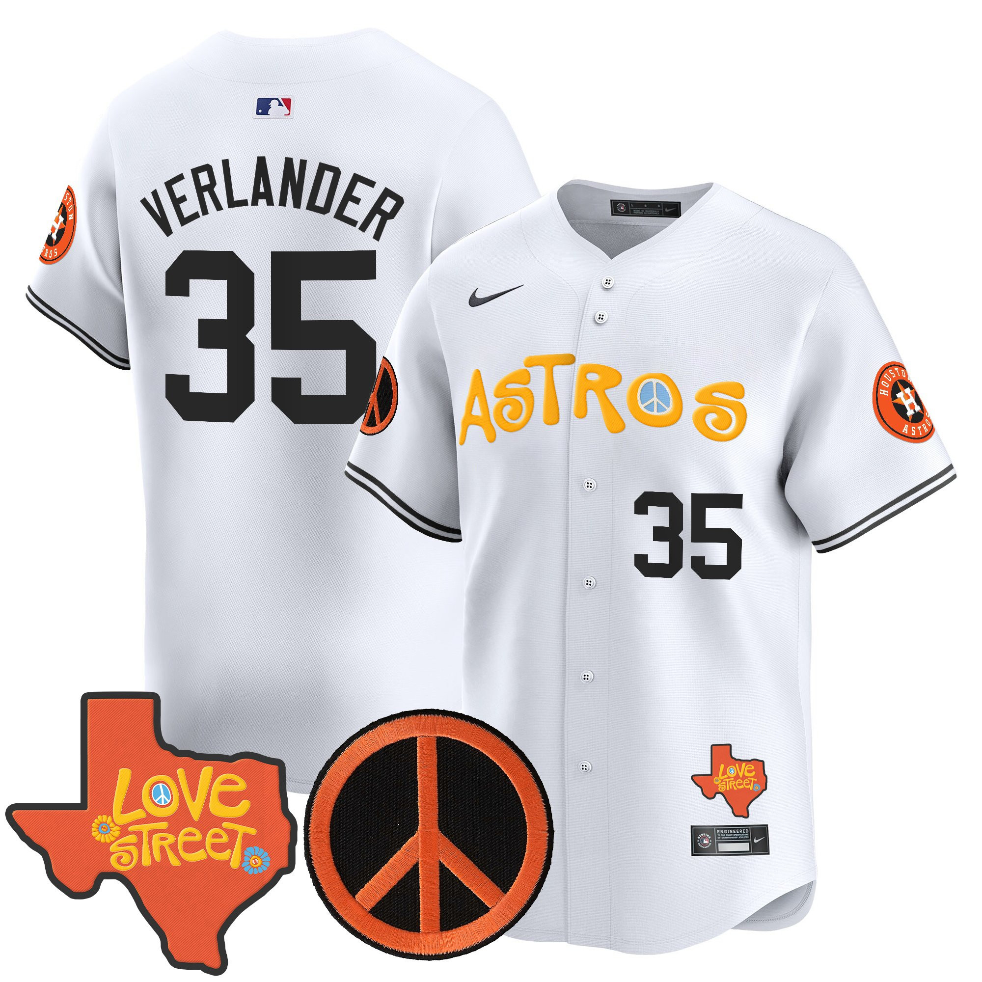 Men's Astros Love Street & Peace Sign Patch Vapor Premier Limited Jersey - All Stitched - Image 25