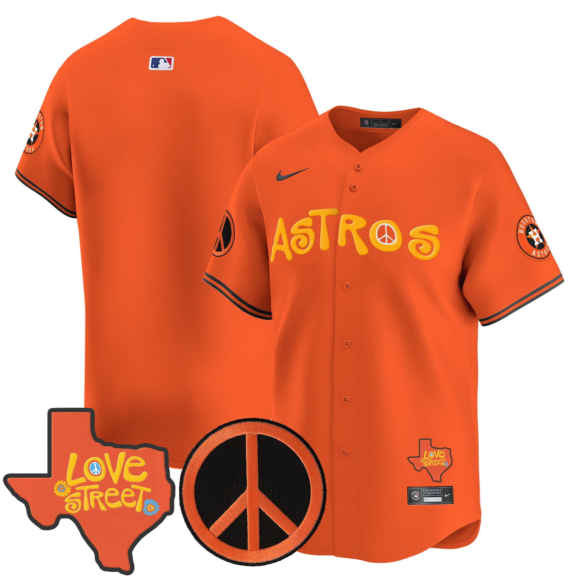 Men's Astros Love Street & Peace Sign Patch Vapor Premier Limited Jersey - All Stitched - Image 18