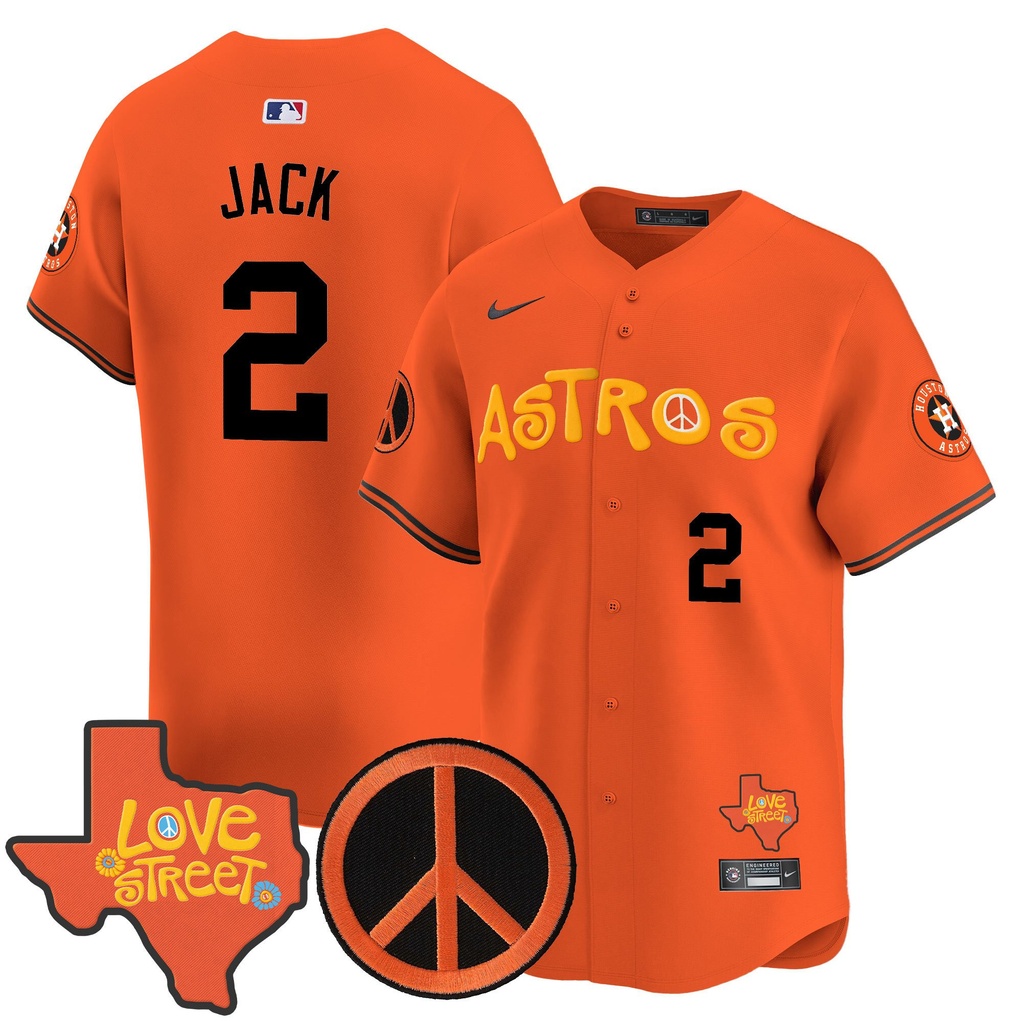 Men's Astros Love Street & Peace Sign Patch Vapor Premier Limited Jersey - All Stitched - Image 11