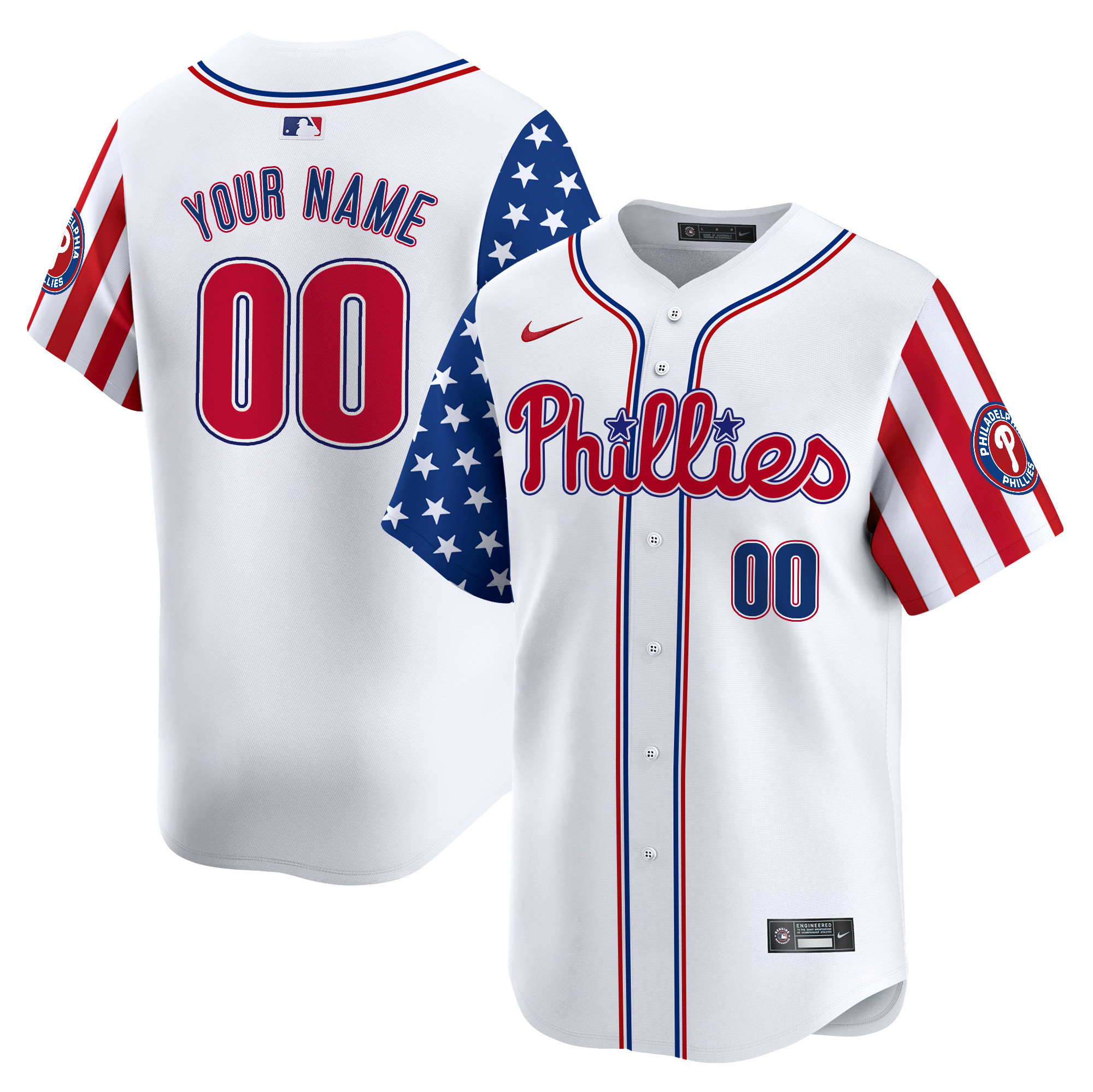 Philadelphia Phillies 2025 Independence Day Vapor Premier Limited Custom Jersey - All Stitched